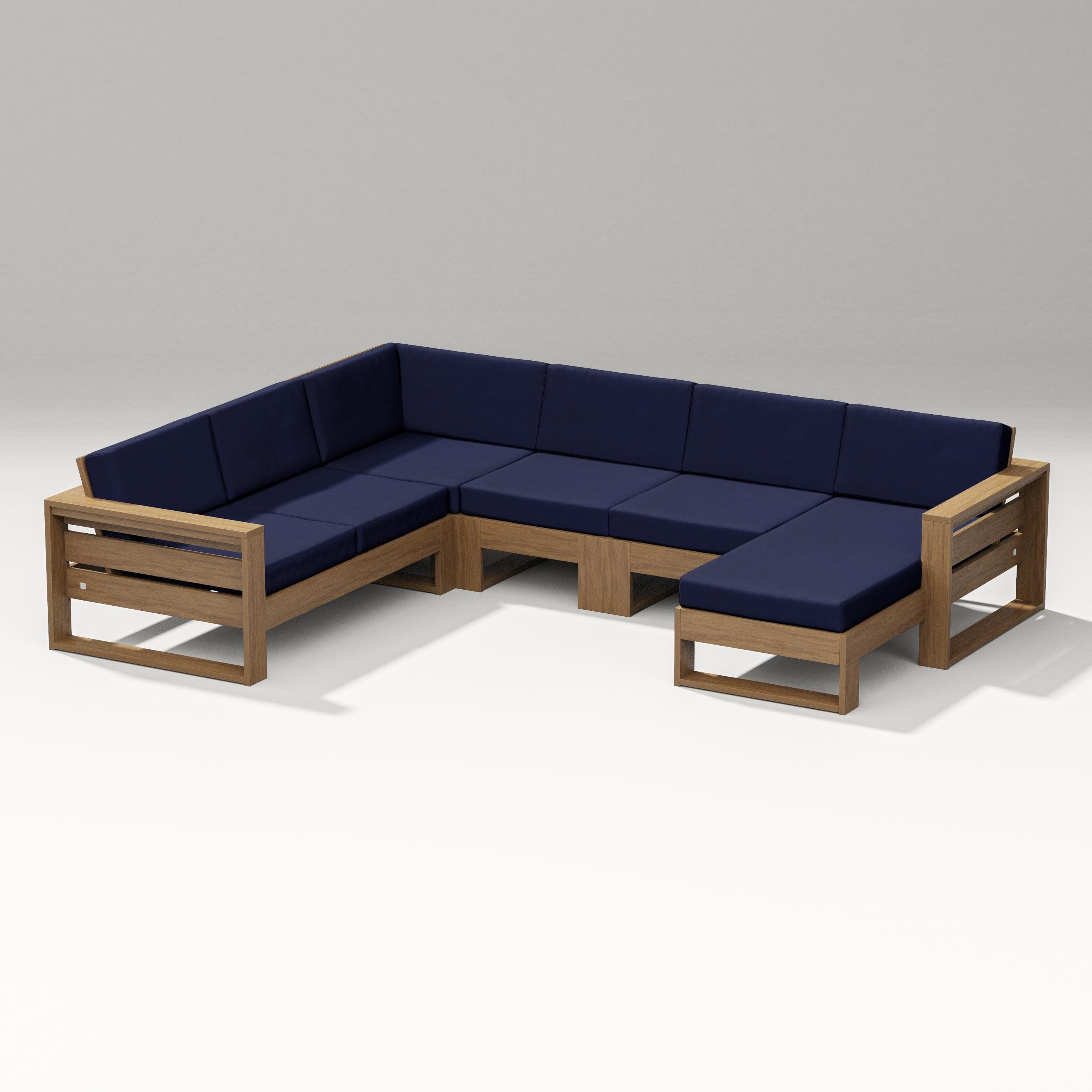 Latitude Corner Sectional with Right Chaise in Natural / Navy