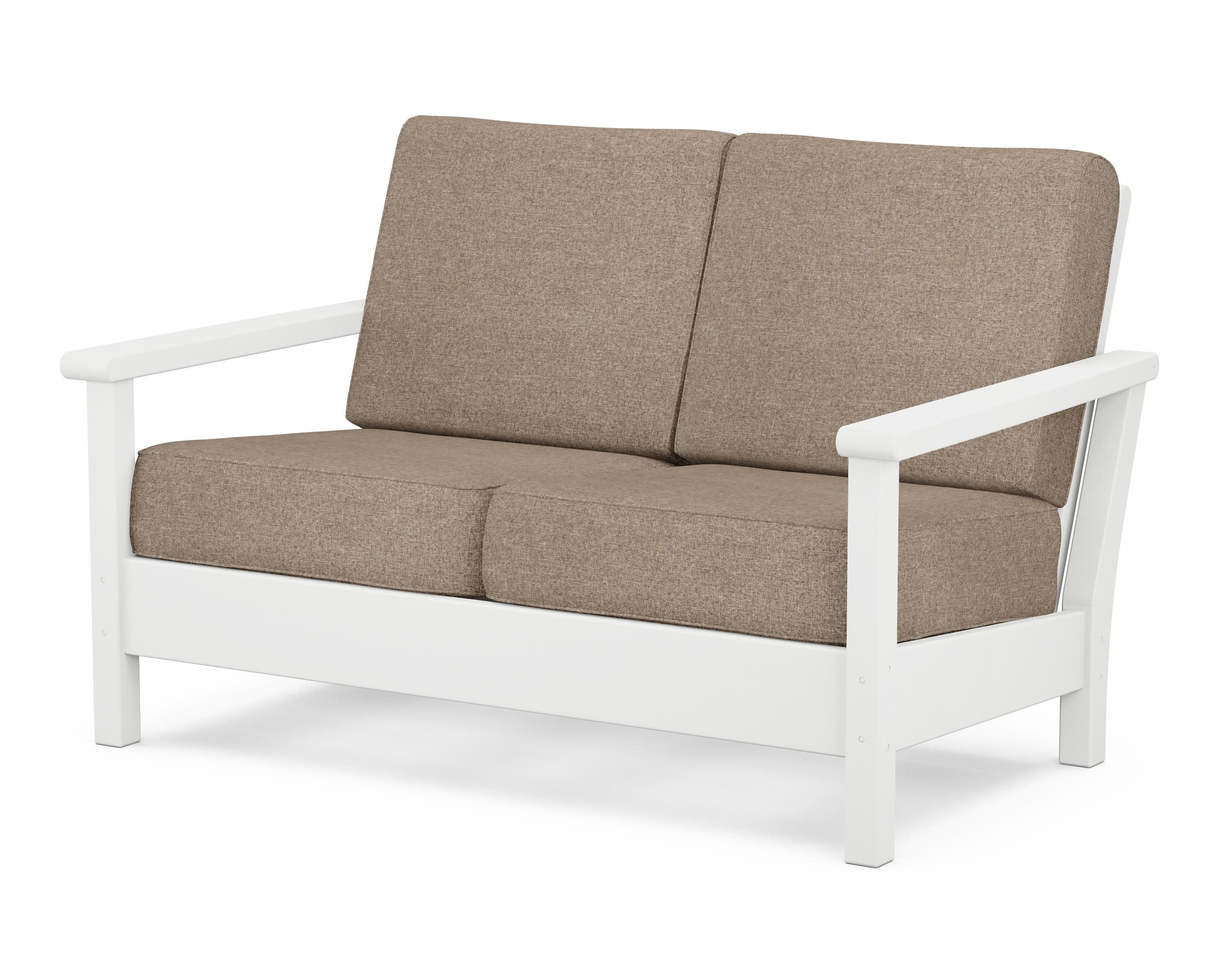 Harbour Deep Seating Loveseat in White / Spiced Burlap
