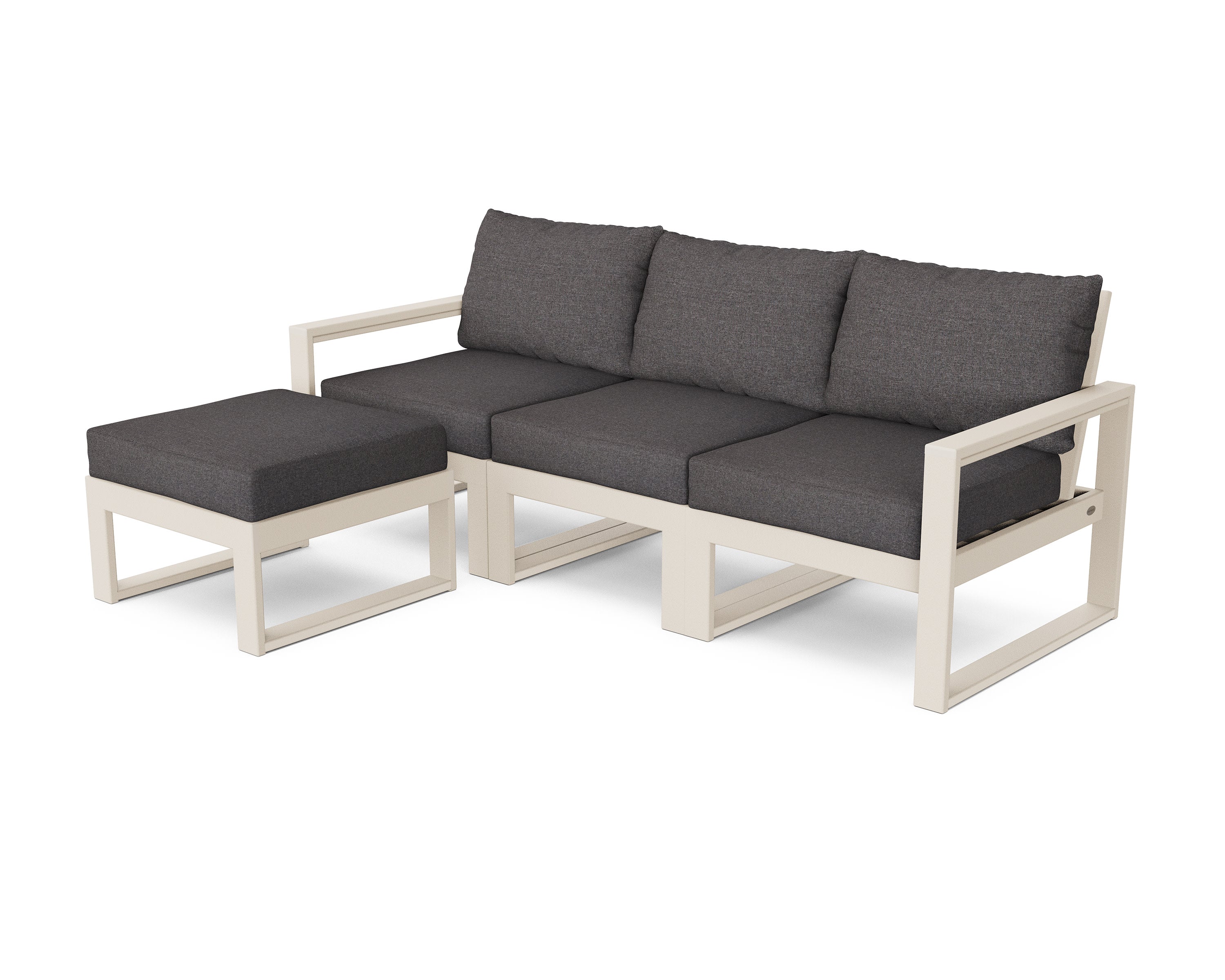EDGE 4-Piece Modular Deep Seating Set with Ottoman in Sand / Ash Charcoal
