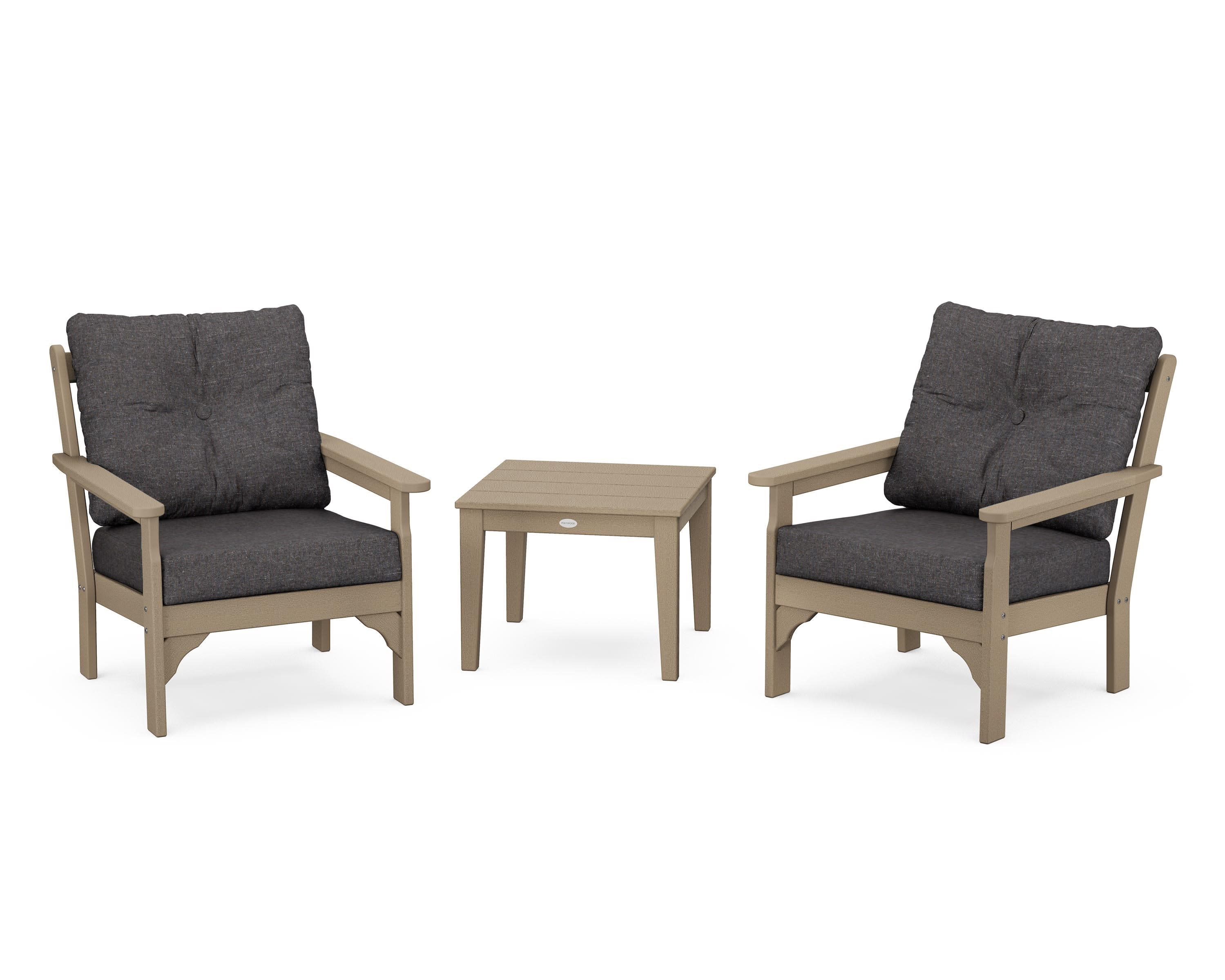 Vineyard 3-Piece Deep Seating Set in Vintage Sahara / Ash Charcoal