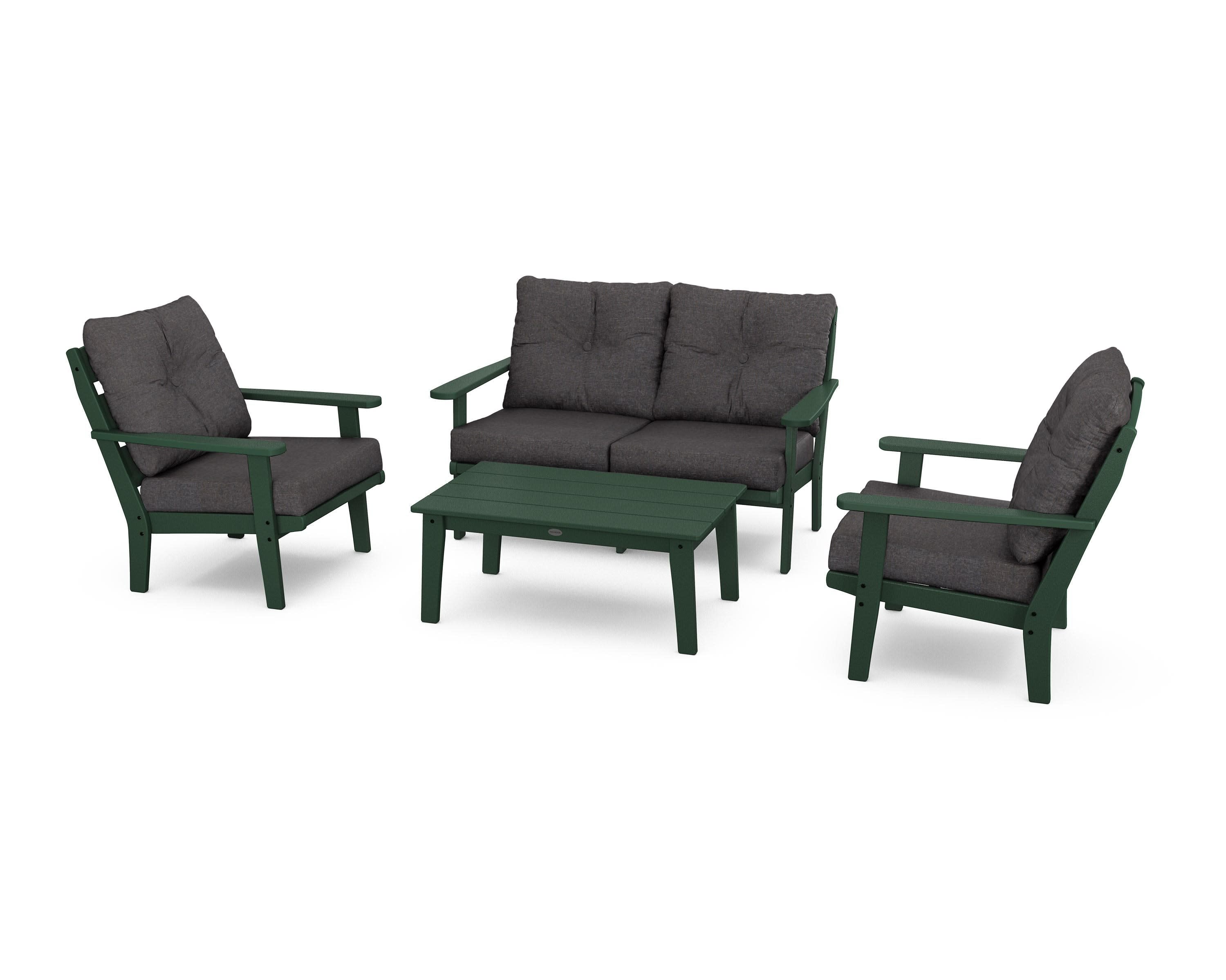 Lakeside 4-Piece Deep Seating Set in Green / Ash Charcoal