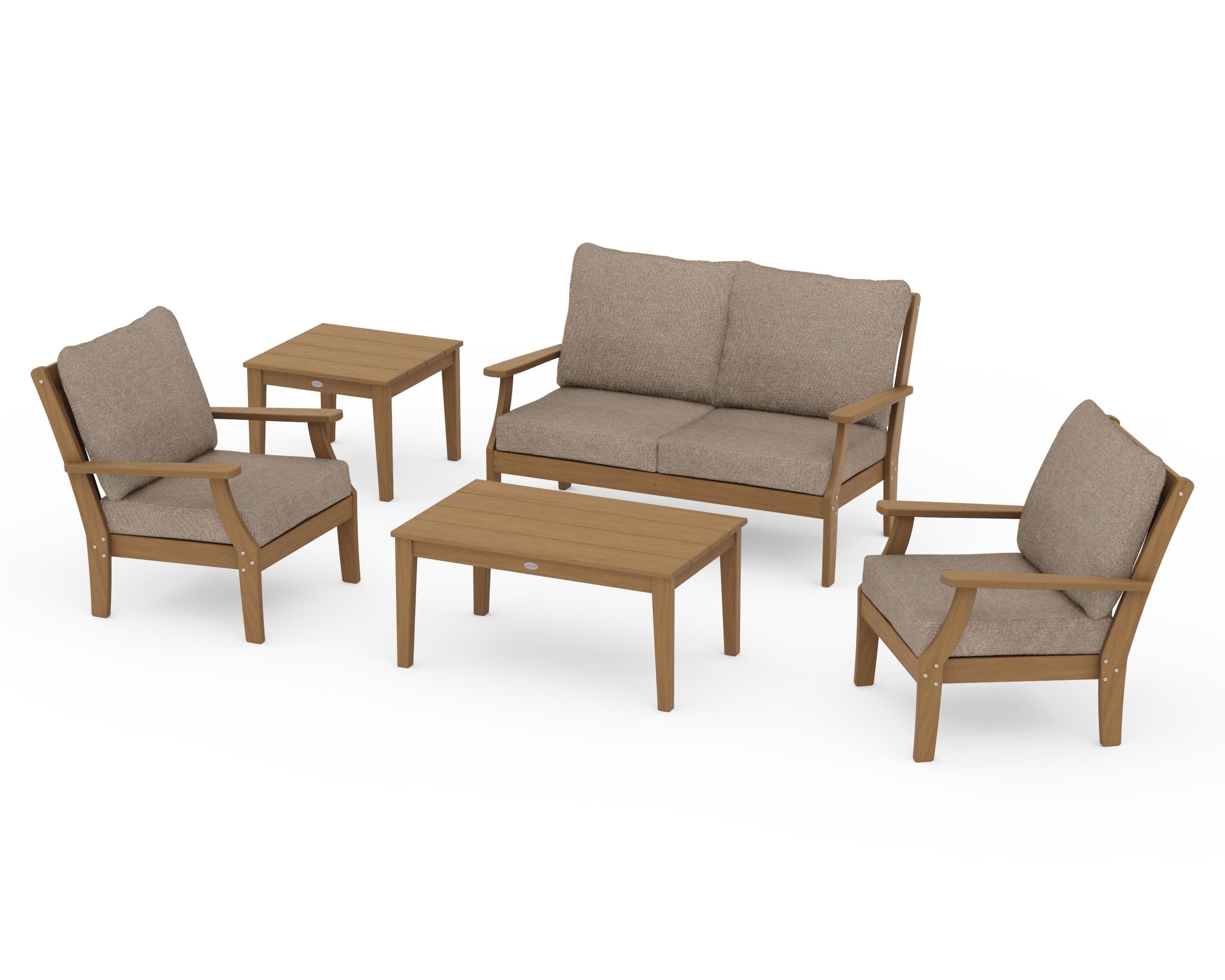 Braxton 5-Piece Deep Seating Set in Natural / Spiced Burlap