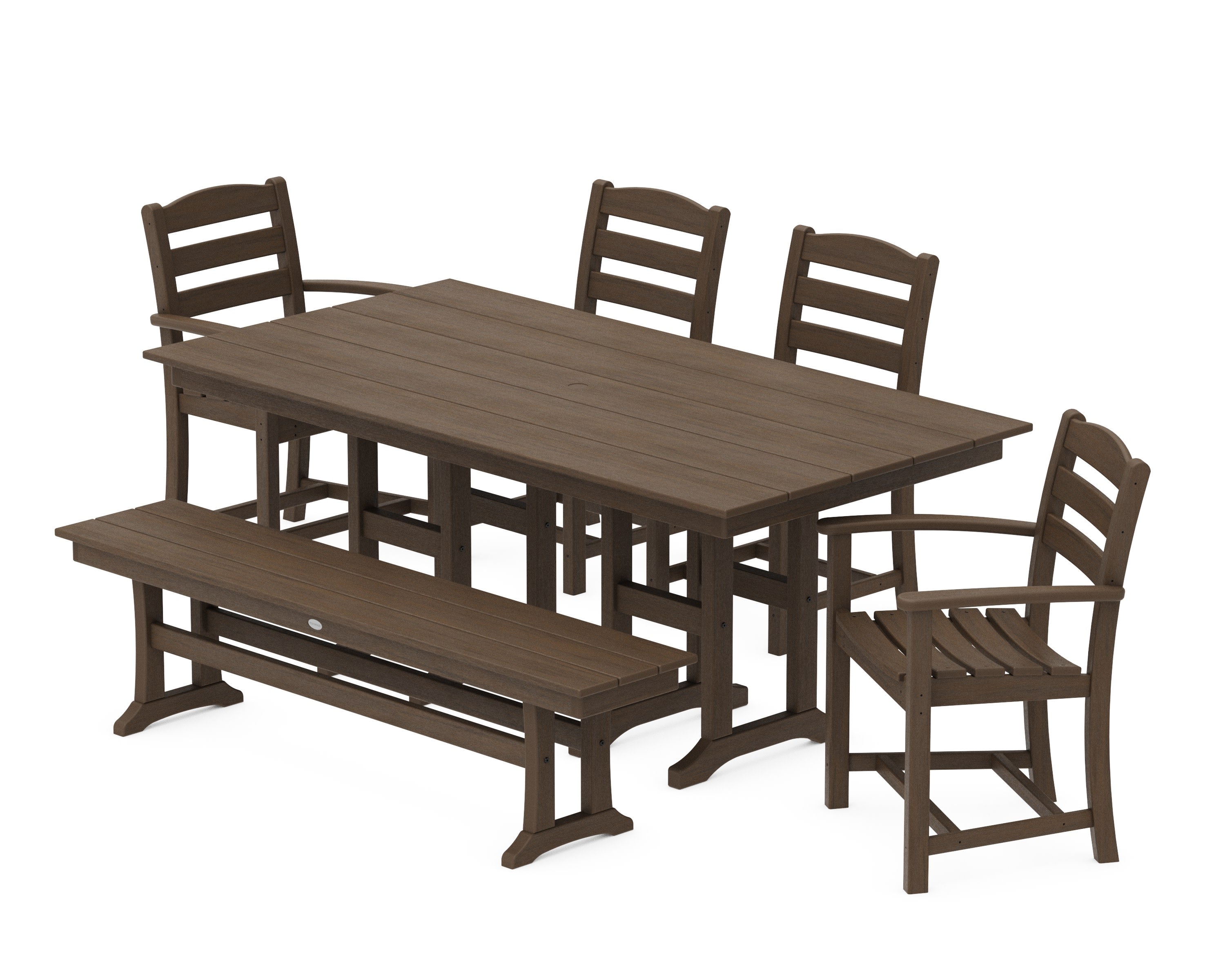 La Casa Caf 6-Piece Farmhouse Dining Set with Bench in Kona