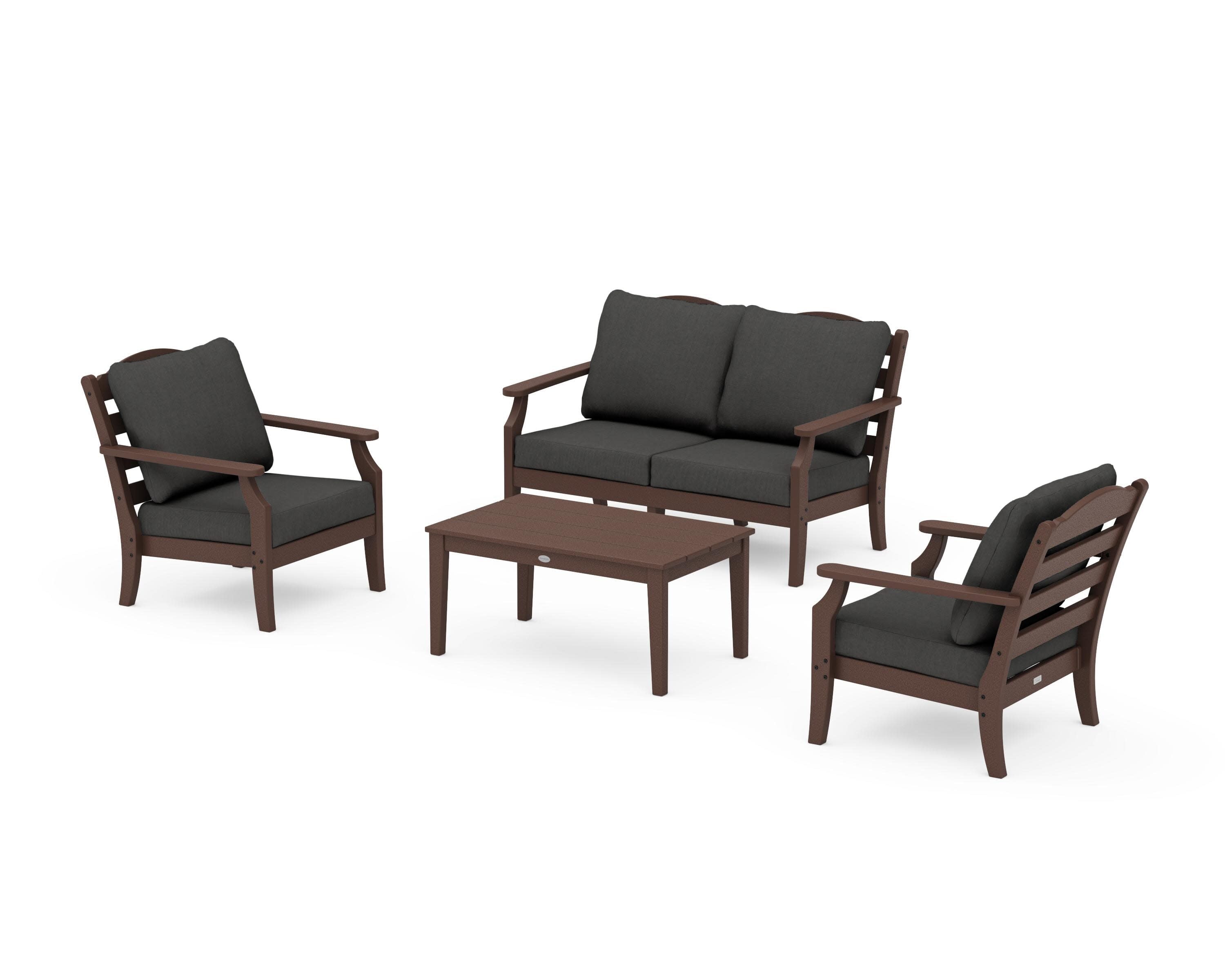 Savannah 4-Piece Deep Seating Set with Loveseat in Mahogany / Spectrum Carbon