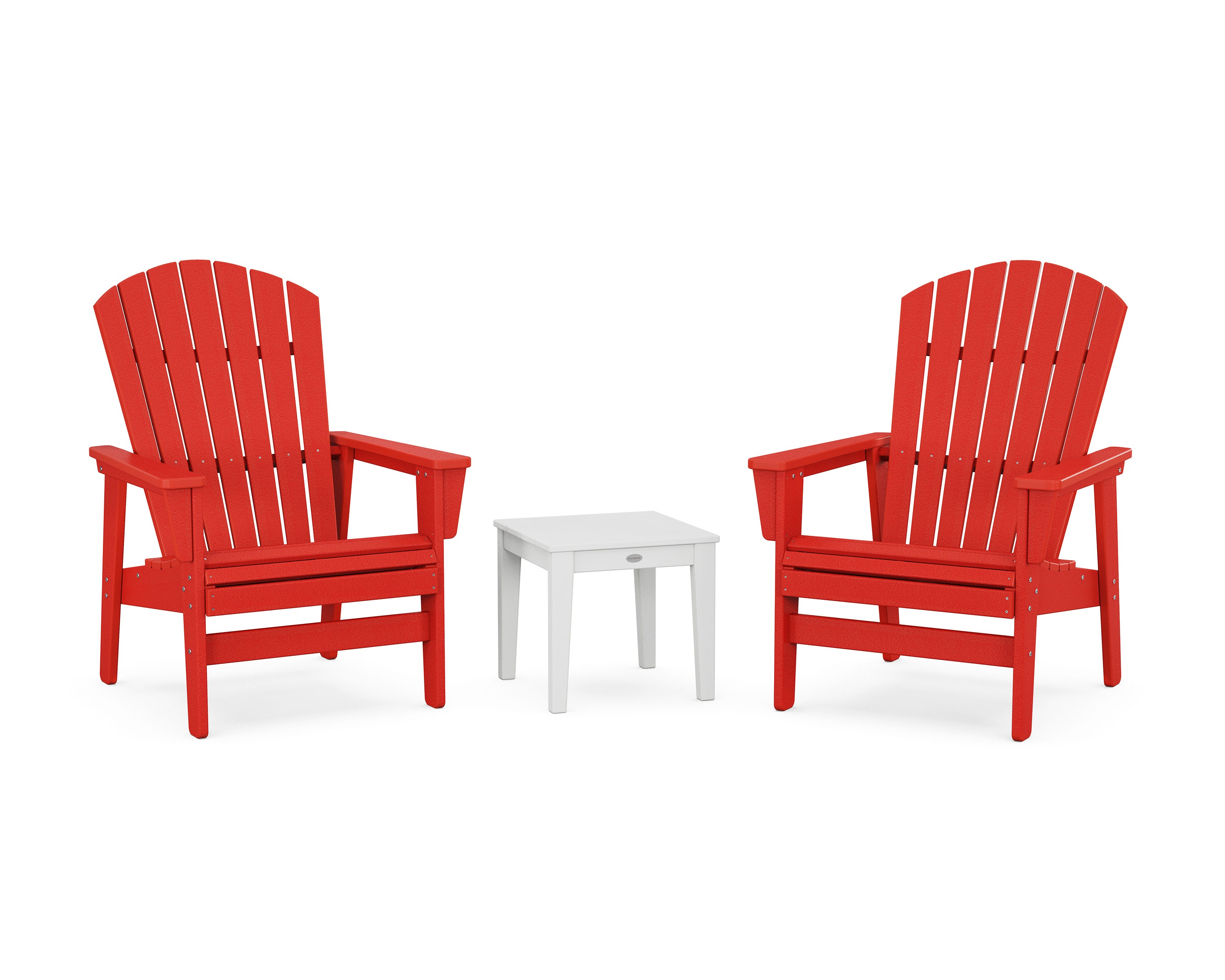 3-Piece Nautical Grand Upright Adirondack Set in Sunset Red / White