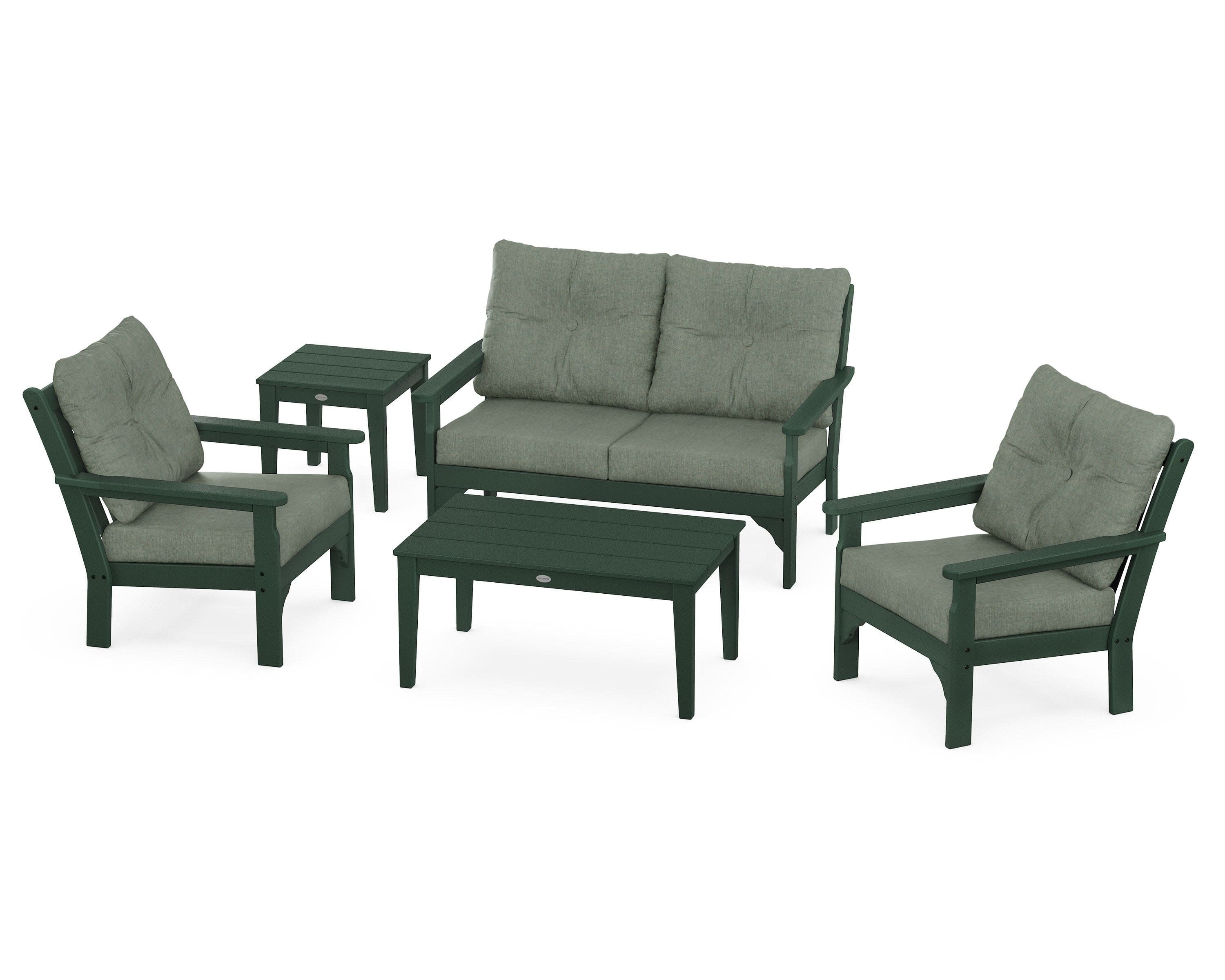 Vineyard 5-Piece Deep Seating Set in Green / Cast Sage