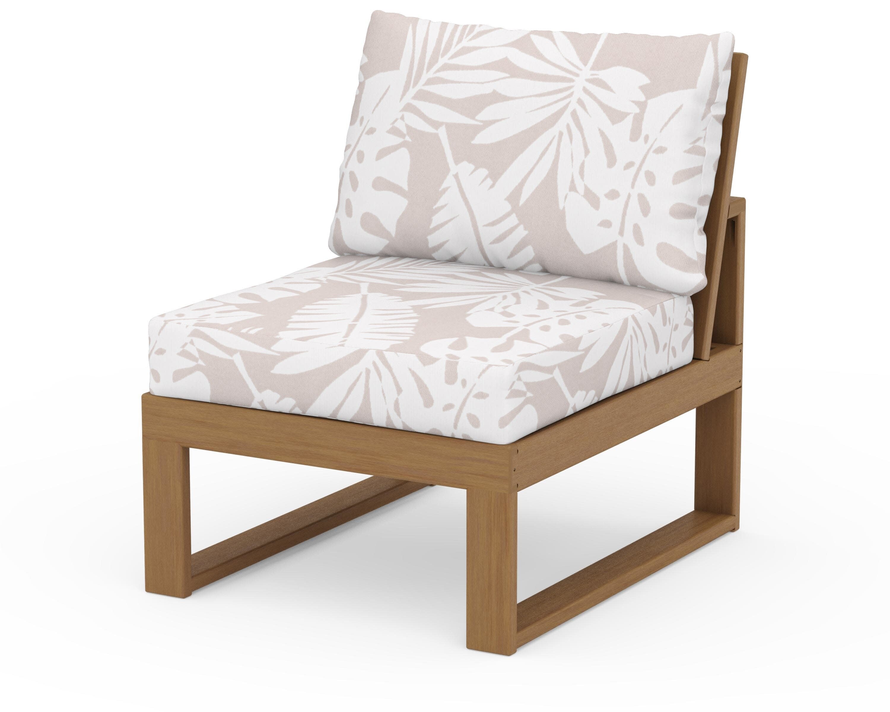 Modular Armless Chair in Natural / Leaf Dune Burlap