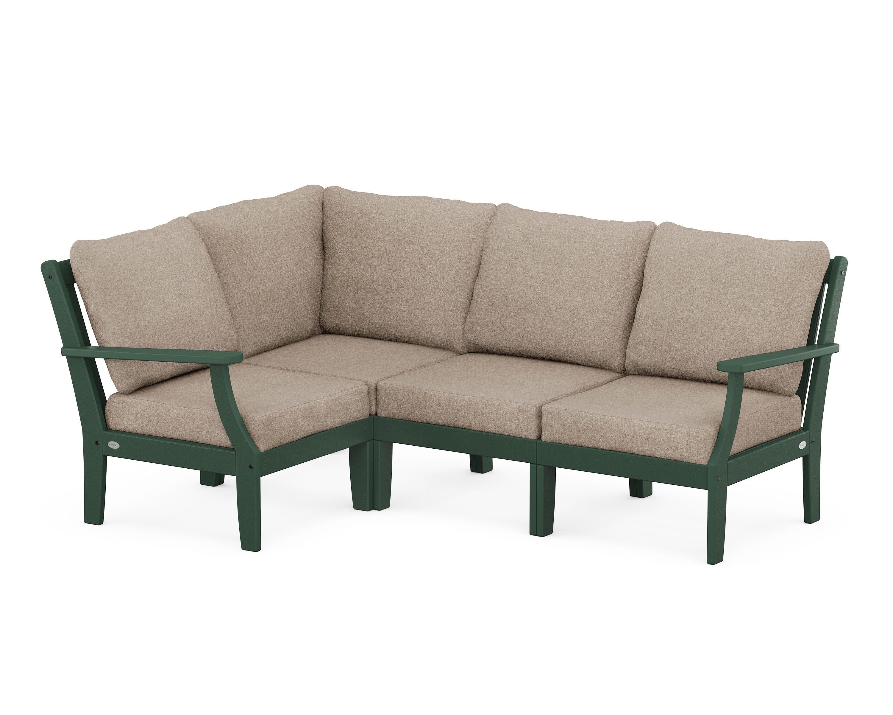 Braxton Modular 4-Piece Deep Seating Set in Green / Spiced Burlap