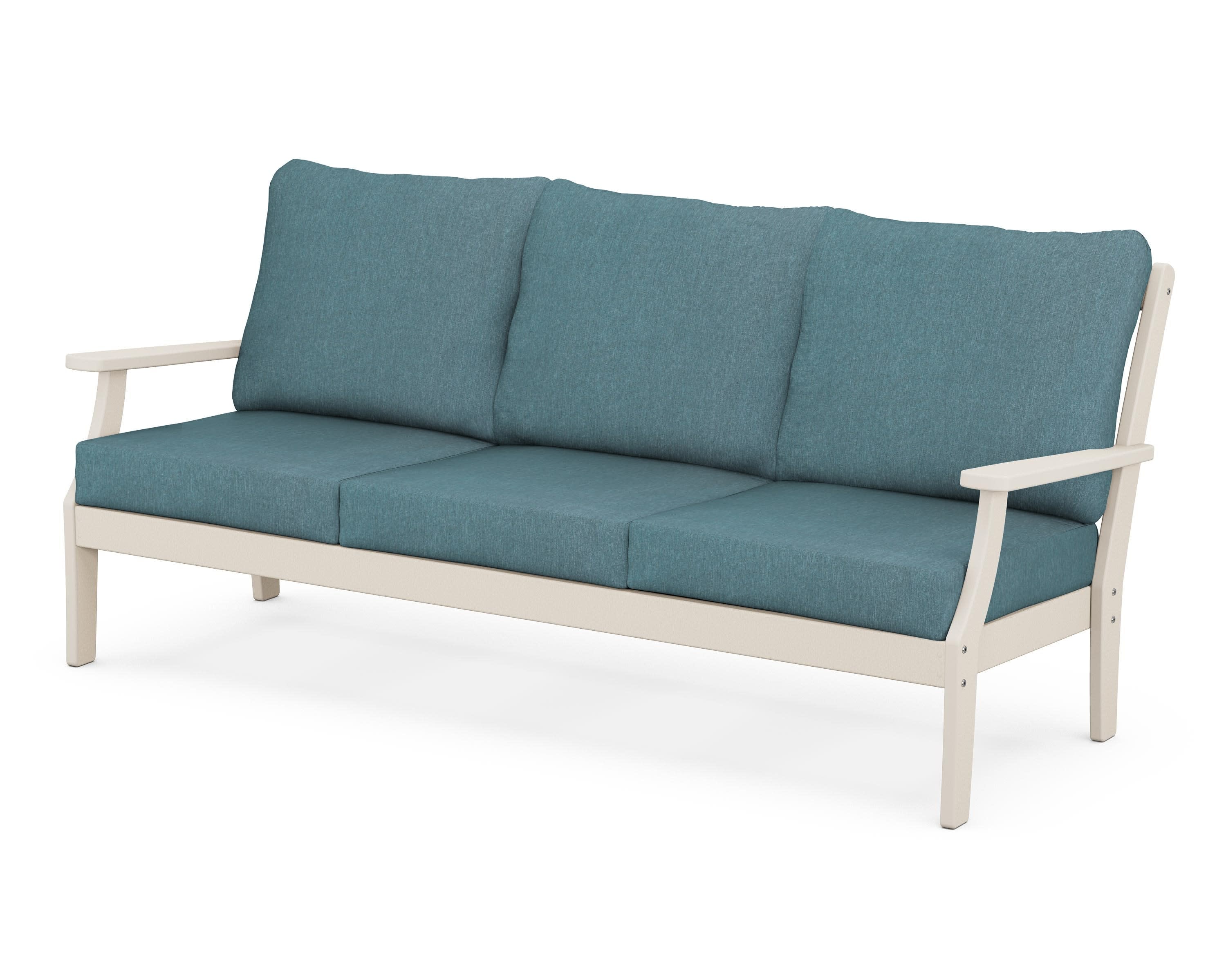 Braxton Deep Seating Sofa in Sand / Ocean Teal