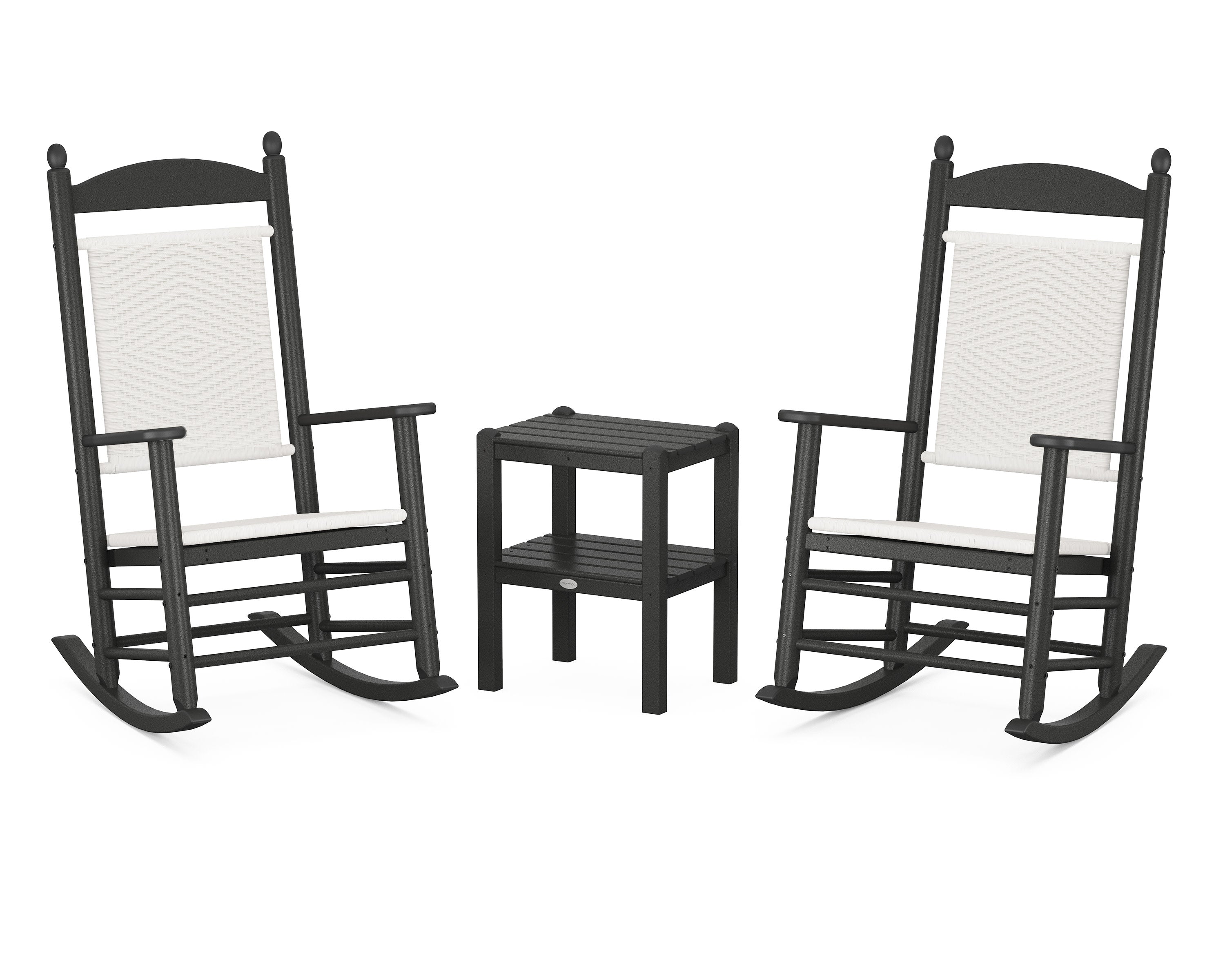 Jefferson 3-Piece Woven Rocker Set in Black / White Loom