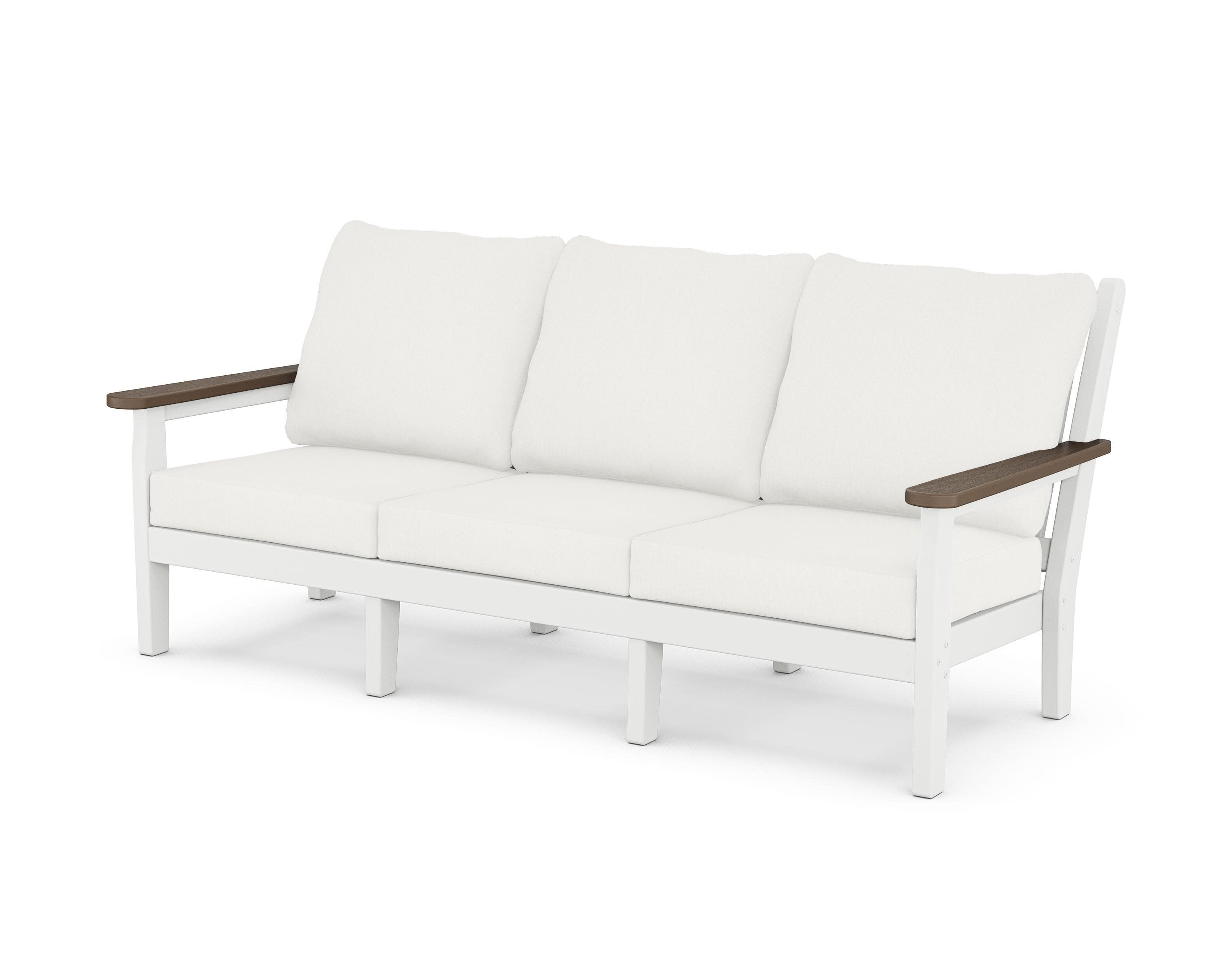 Chippendale Deep Seating Sofa in White / Kona / Natural Linen