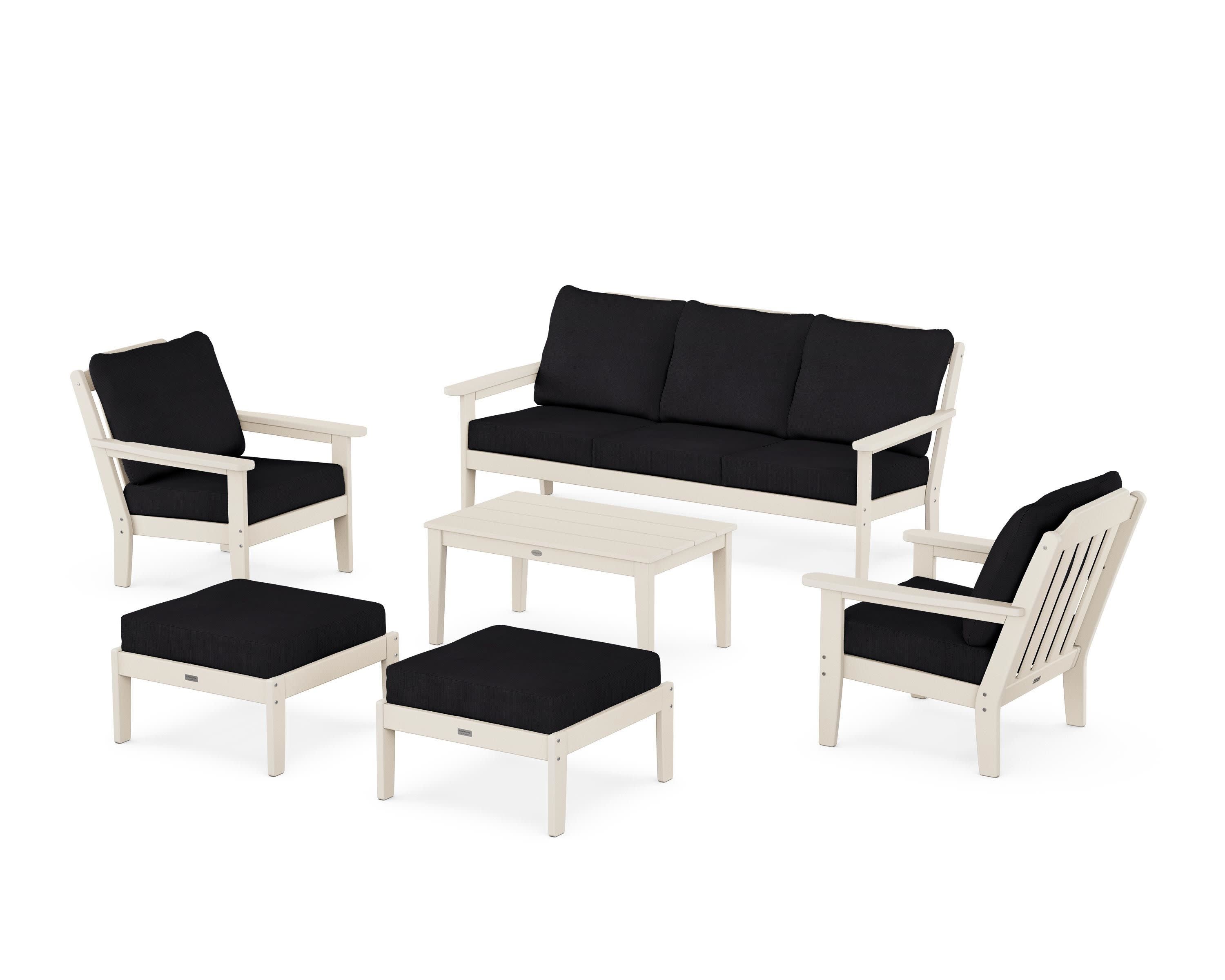 Cottage 6-Piece Lounge Sofa Set in Sand / Midnight Linen