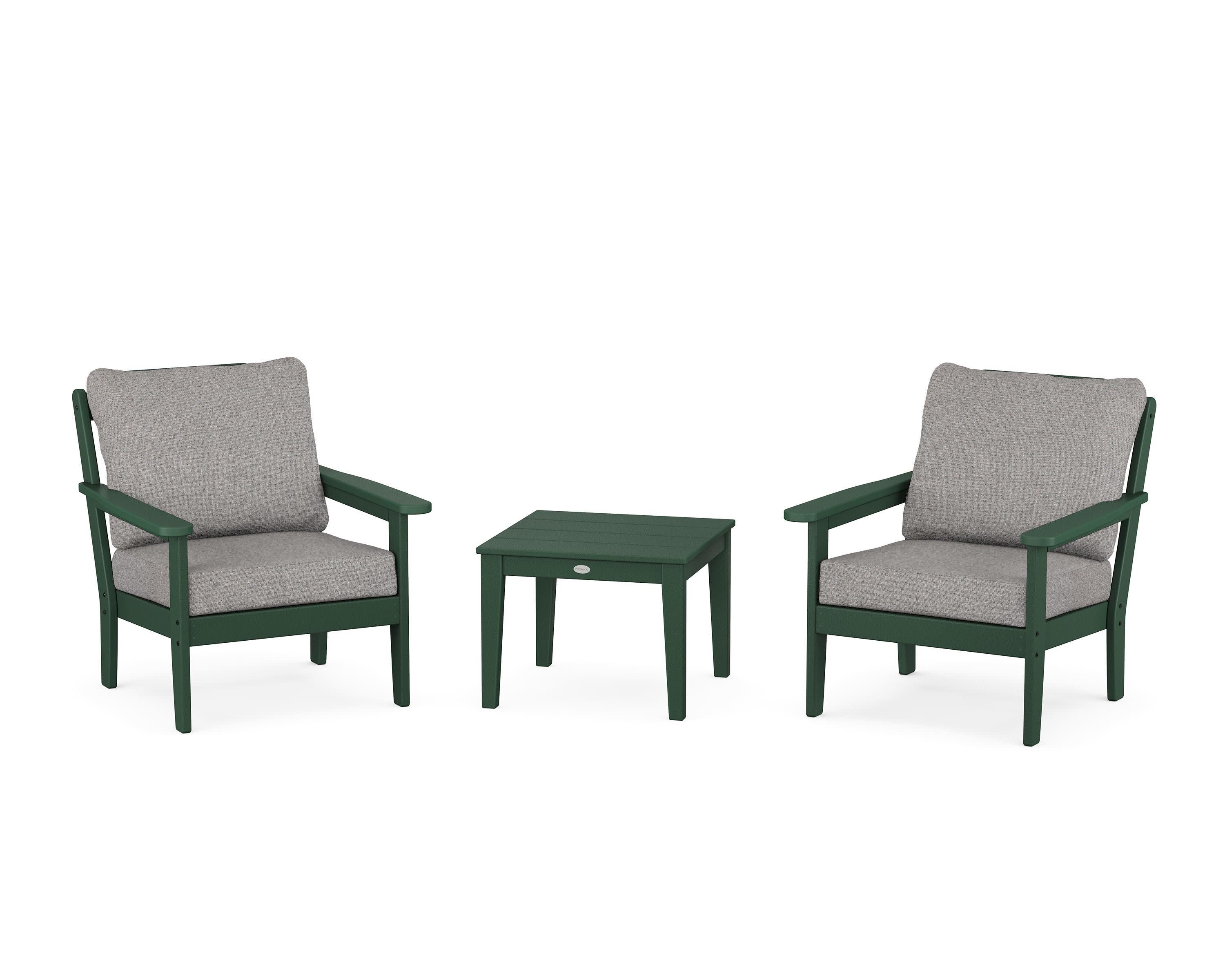 Cottage 3-Piece Deep Seating Set in Green / Grey Mist