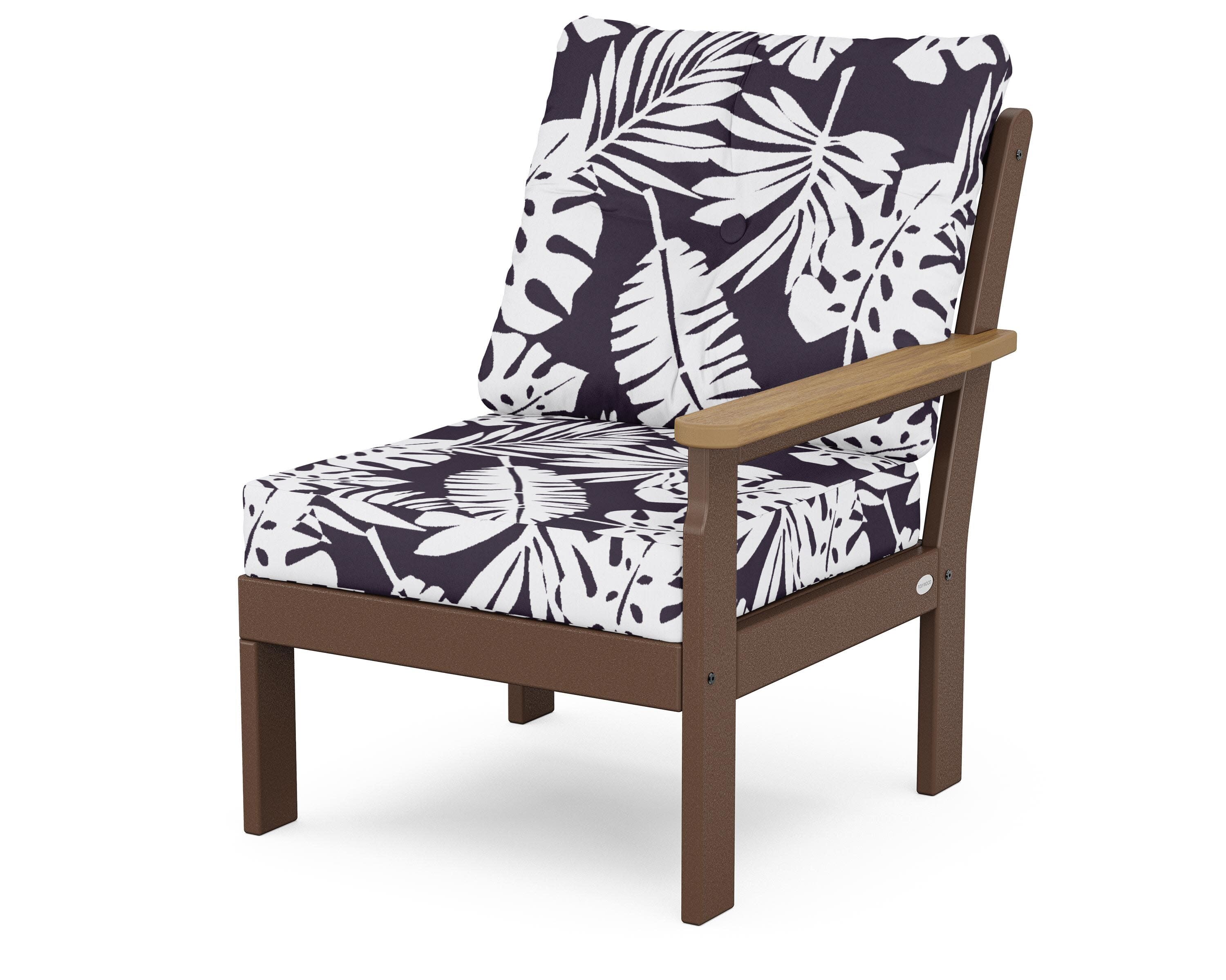 Vineyard Modular Right Arm Chair in Mahogany / Natural / Leaf Navy