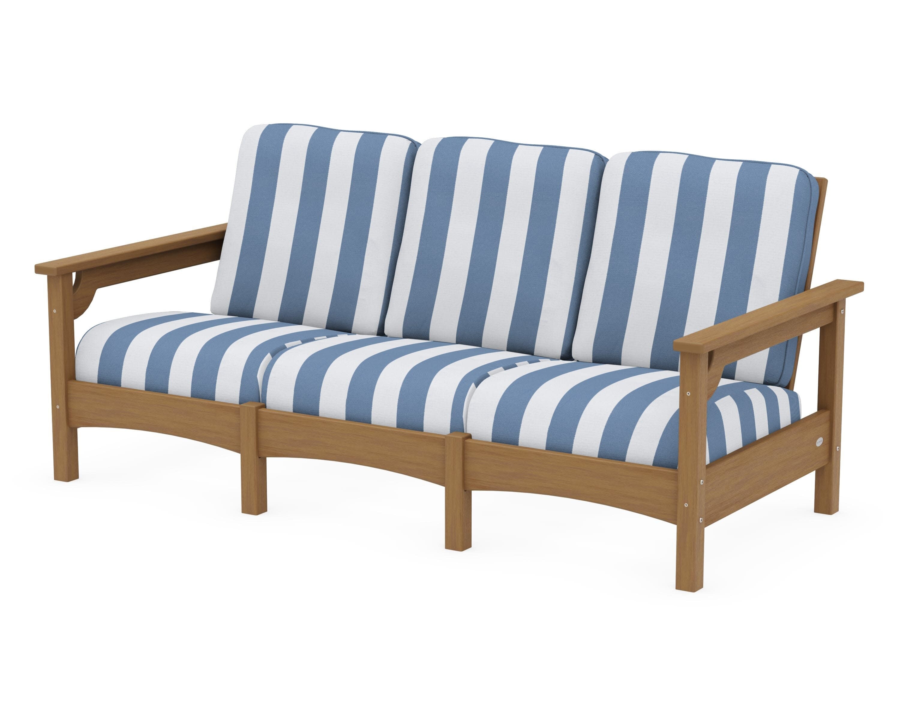 Club Sofa in Natural / Cabana Stripe Sky Blue