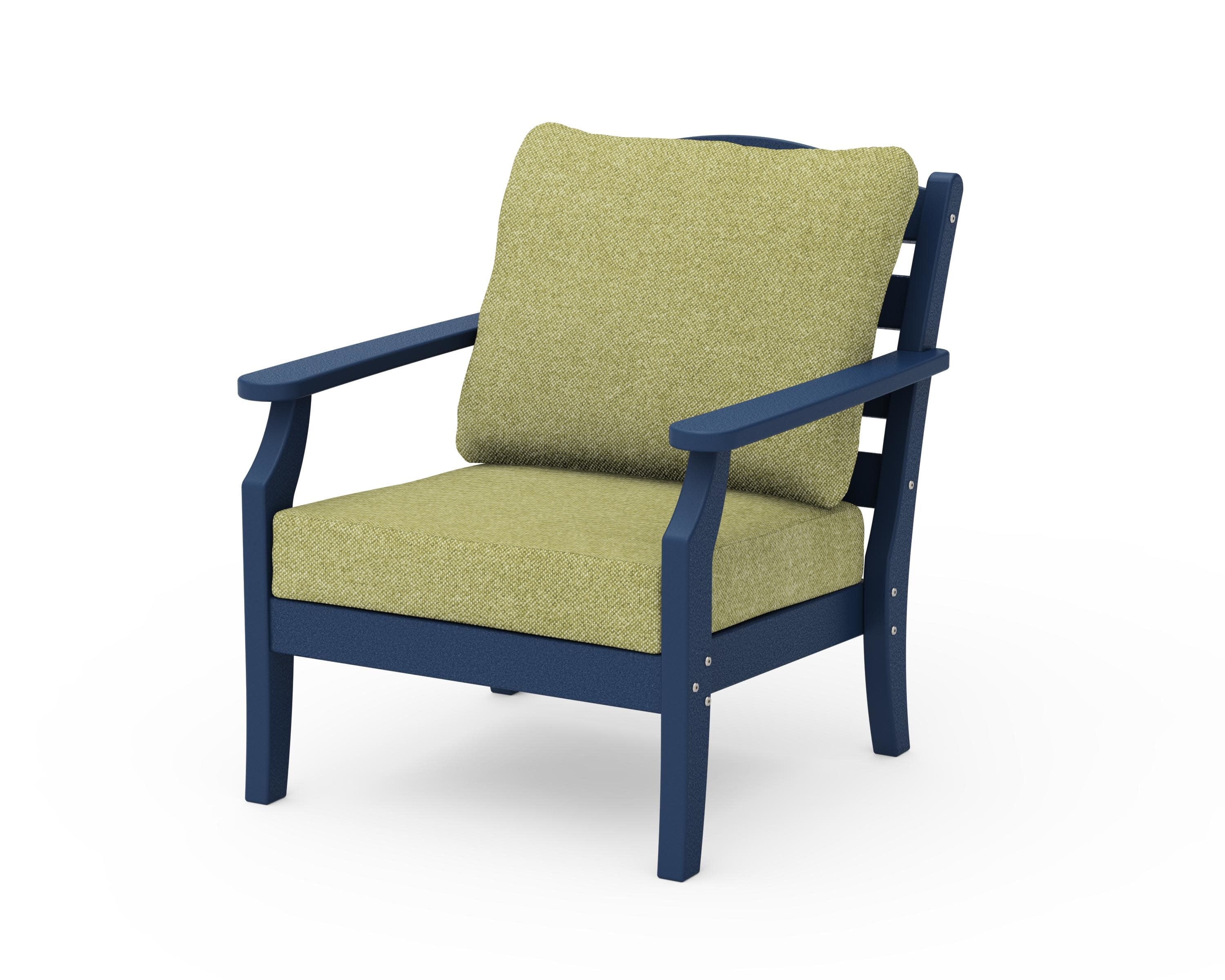 Savannah Deep Seating Chair in Navy / Chartreuse Boucle
