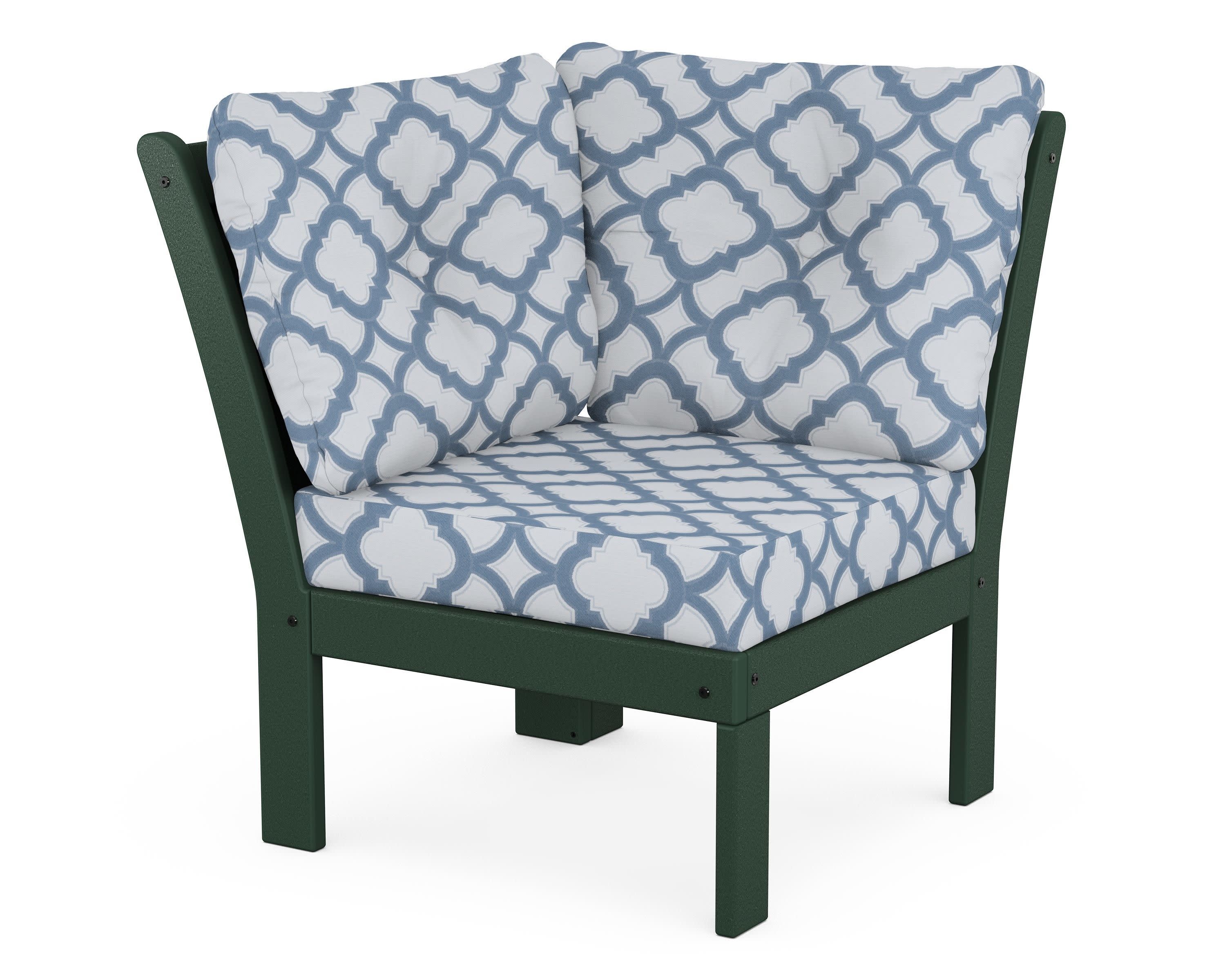 Vineyard Modular Corner Chair in Green / Trellis Sky Blue