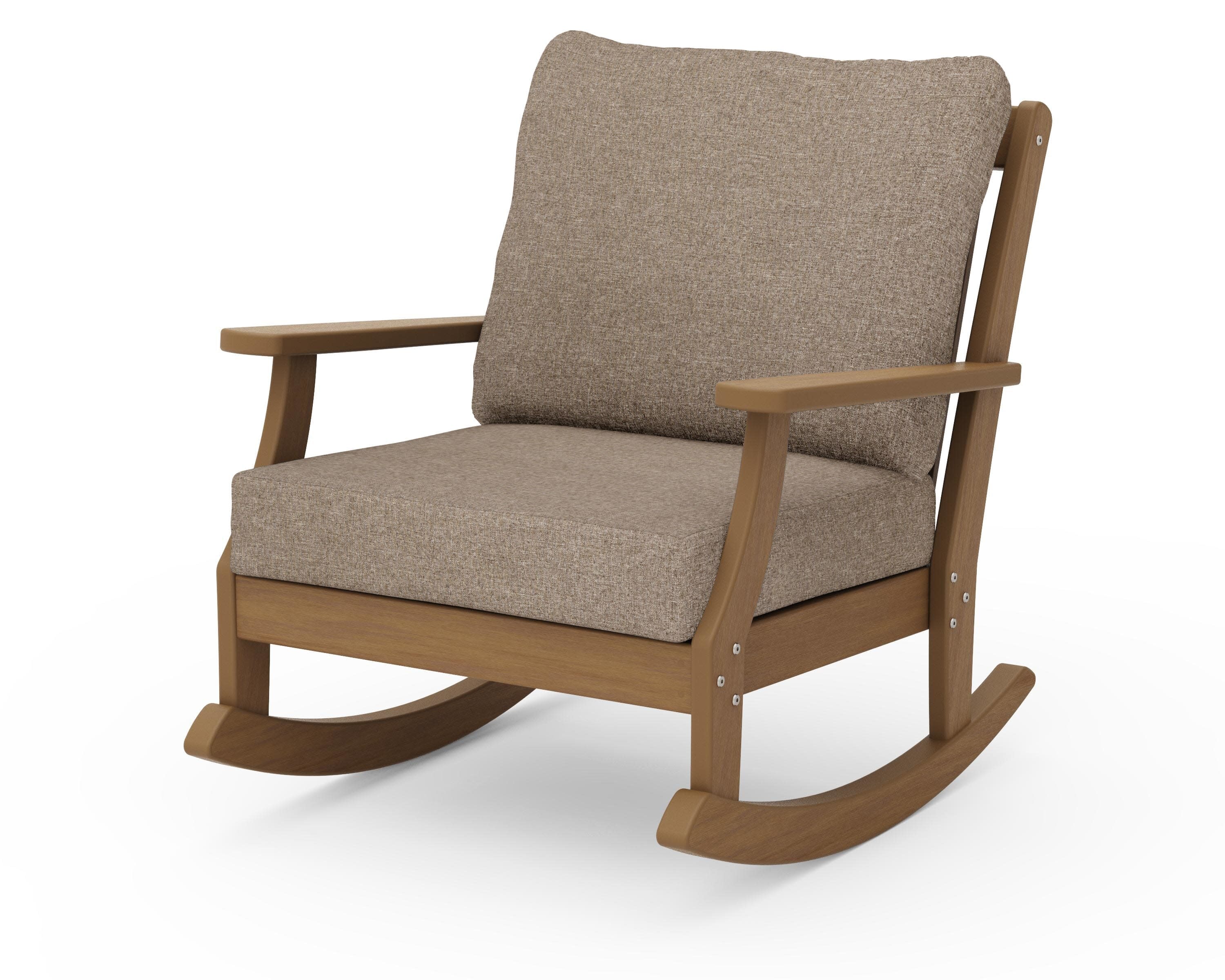 Braxton Deep Seating Rocking Chair in Natural / Spiced Burlap