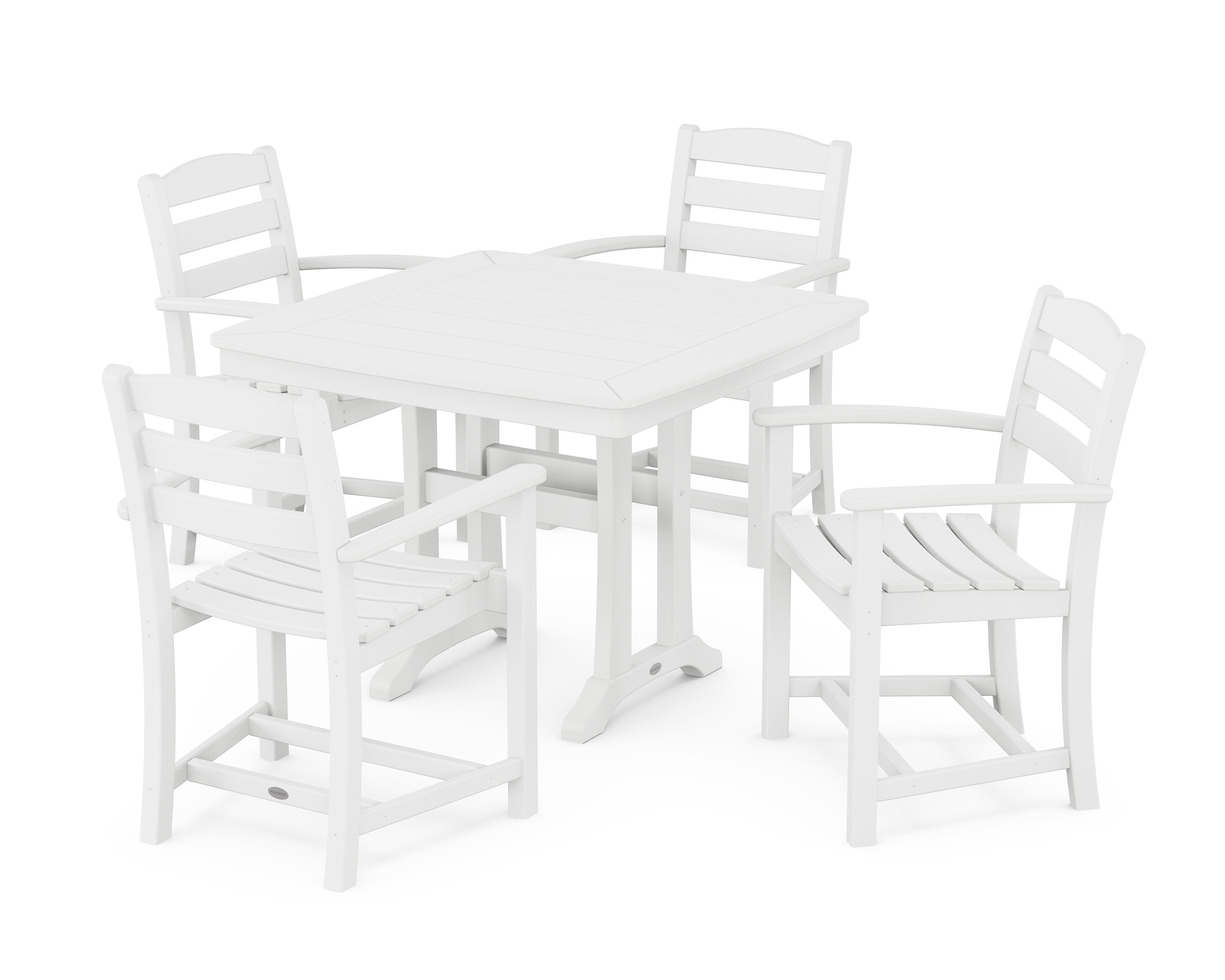 La Casa Caf 5-Piece Dining Set with Trestle Legs in White
