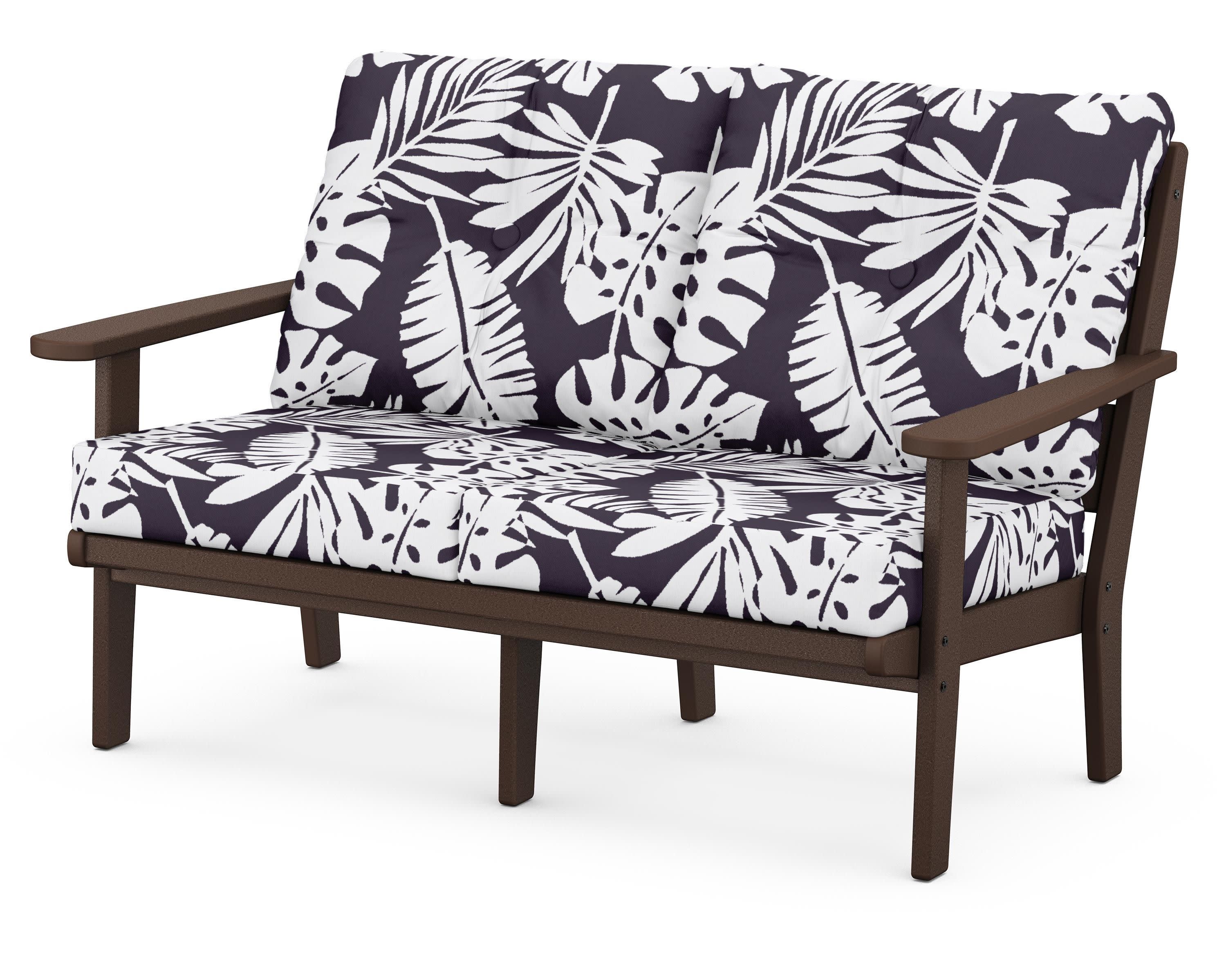 Lakeside Deep Seating Loveseat in Mahogany / Leaf Navy