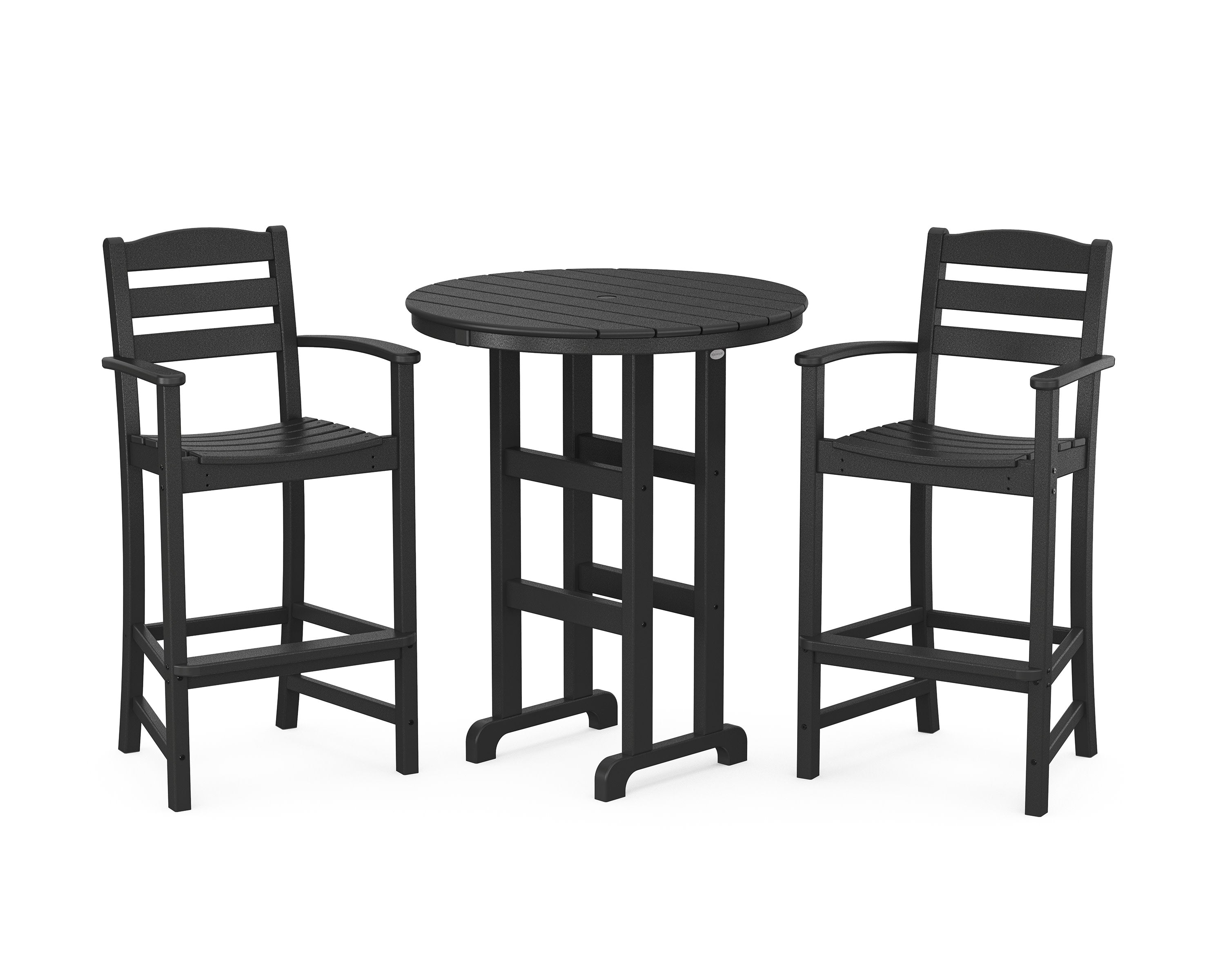 La Casa Caf 3-Piece Round Farmhouse Bar Set in Black