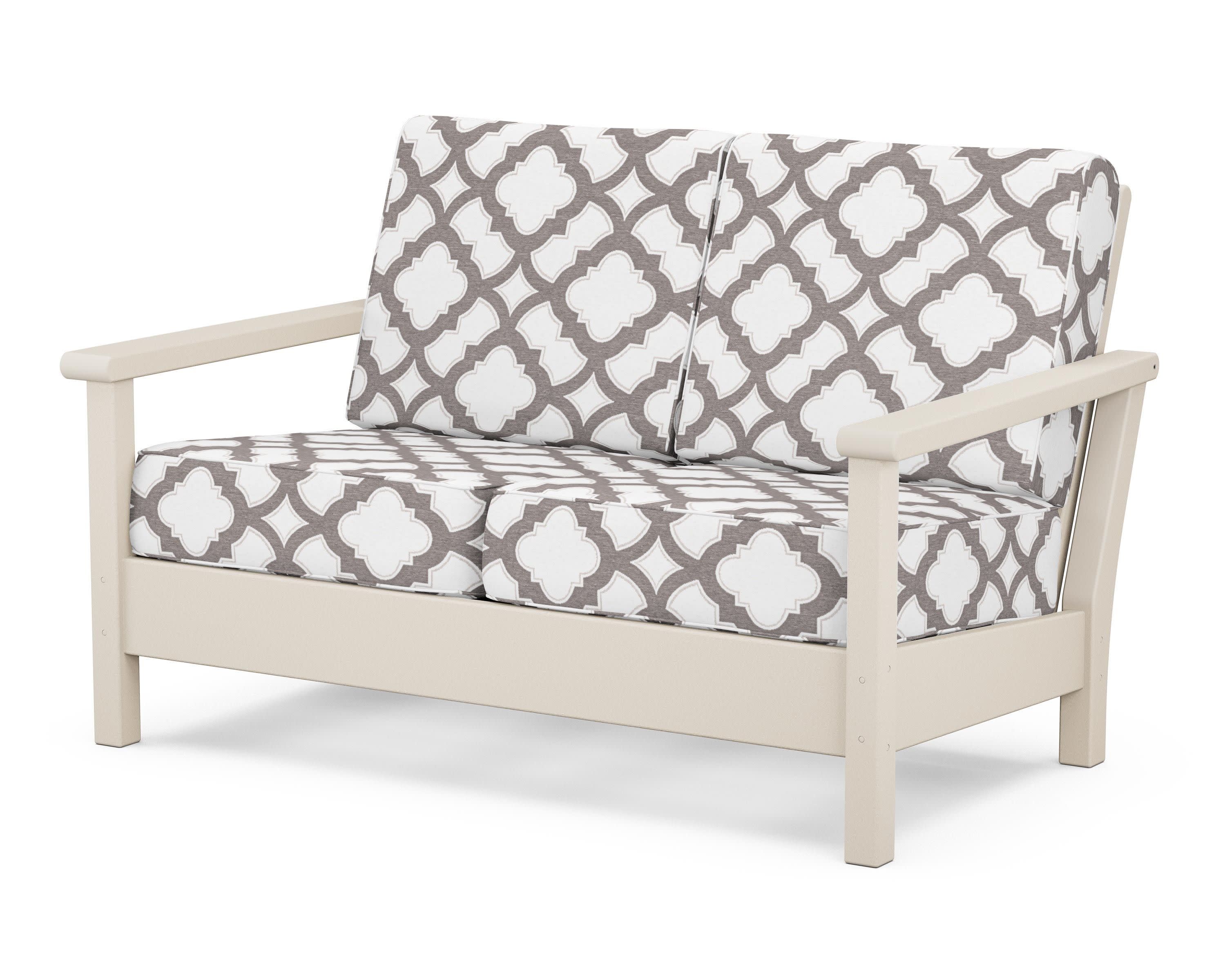 Harbour Deep Seating Loveseat in Sand / Trellis Grey Mist