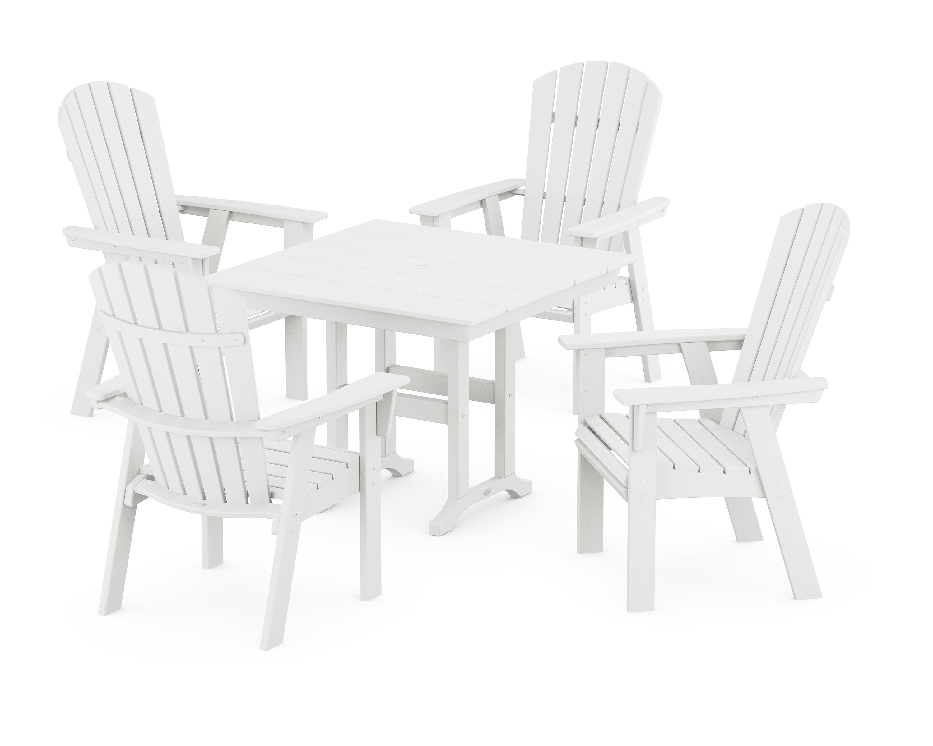 Nautical Curveback Adirondack 5-Piece Farmhouse Dining Set in Vintage White