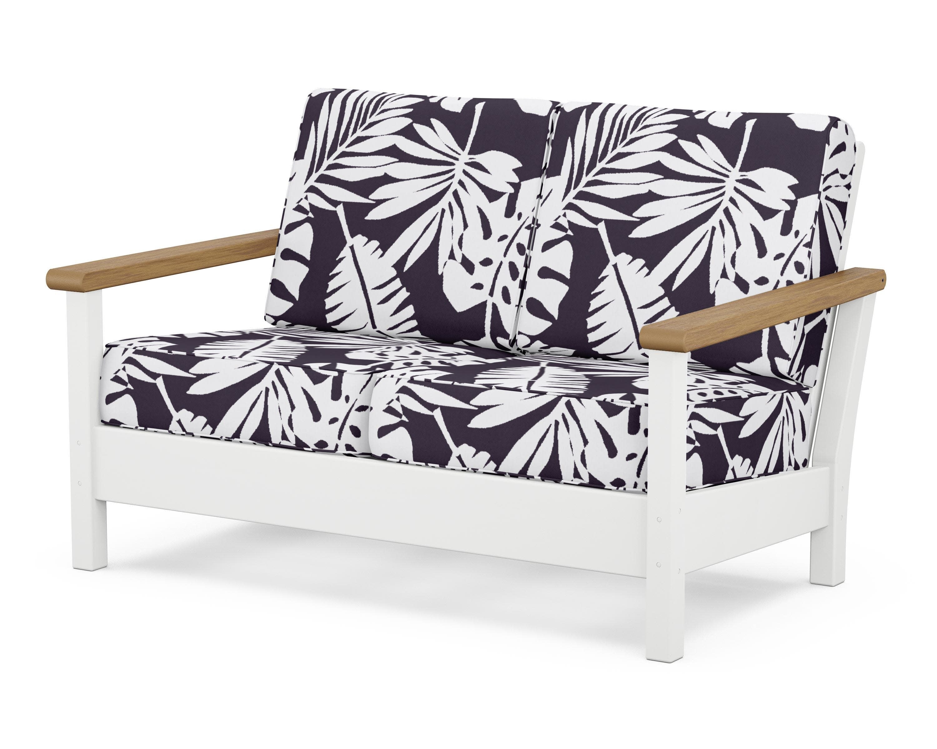 Harbour Deep Seating Loveseat in White / Natural / Leaf Navy