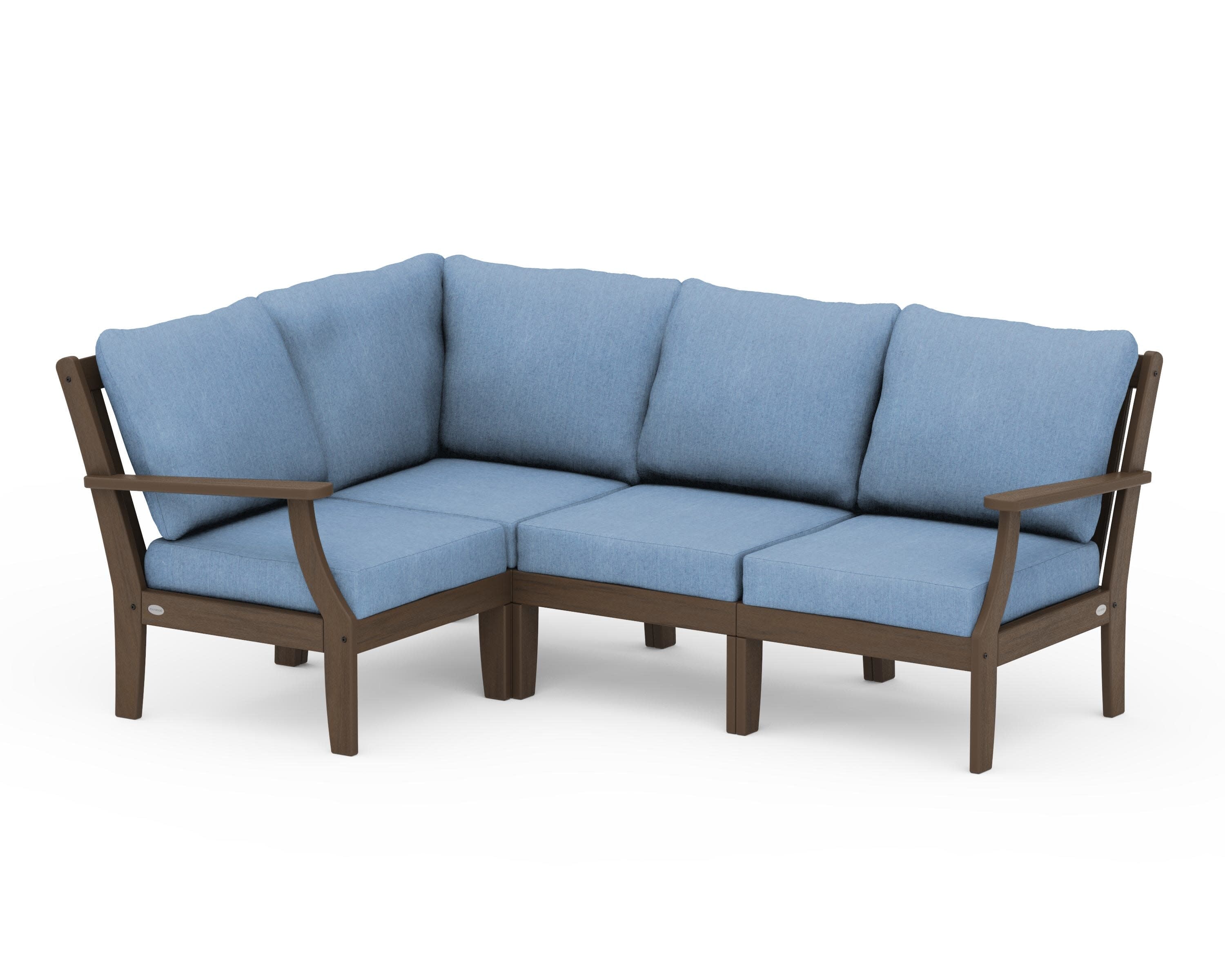 Braxton Modular 4-Piece Deep Seating Set in Kona / Sky Blue