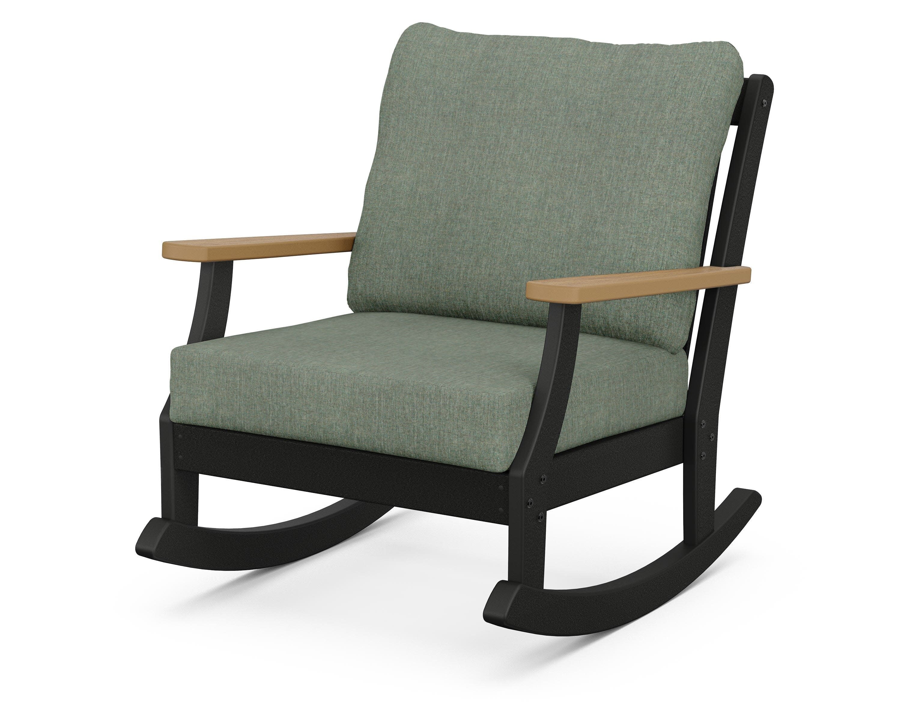 Braxton Deep Seating Rocking Chair in Black / Natural / Cast Sage