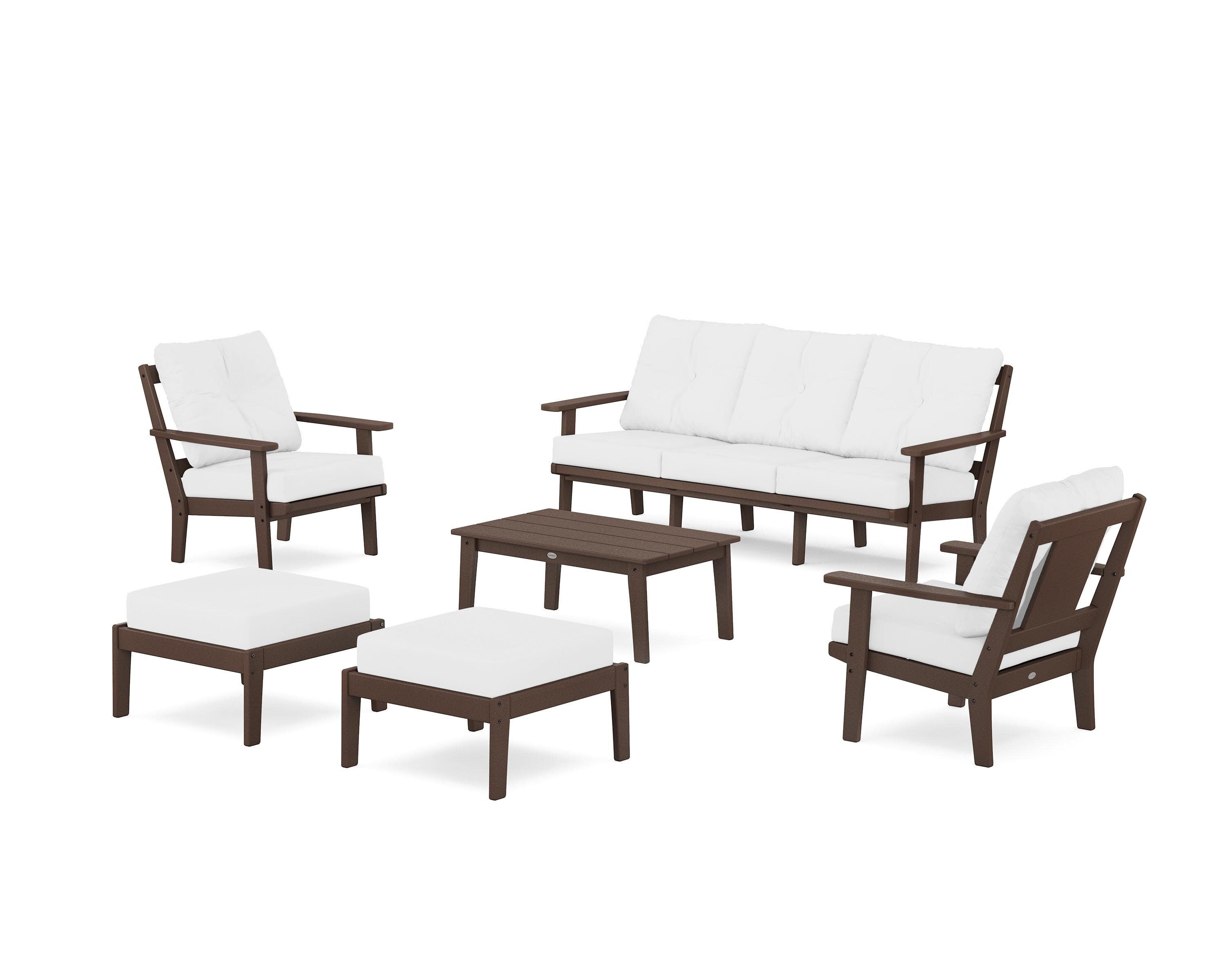 Prairie 6-Piece Lounge Sofa Set in Mahogany / Natural