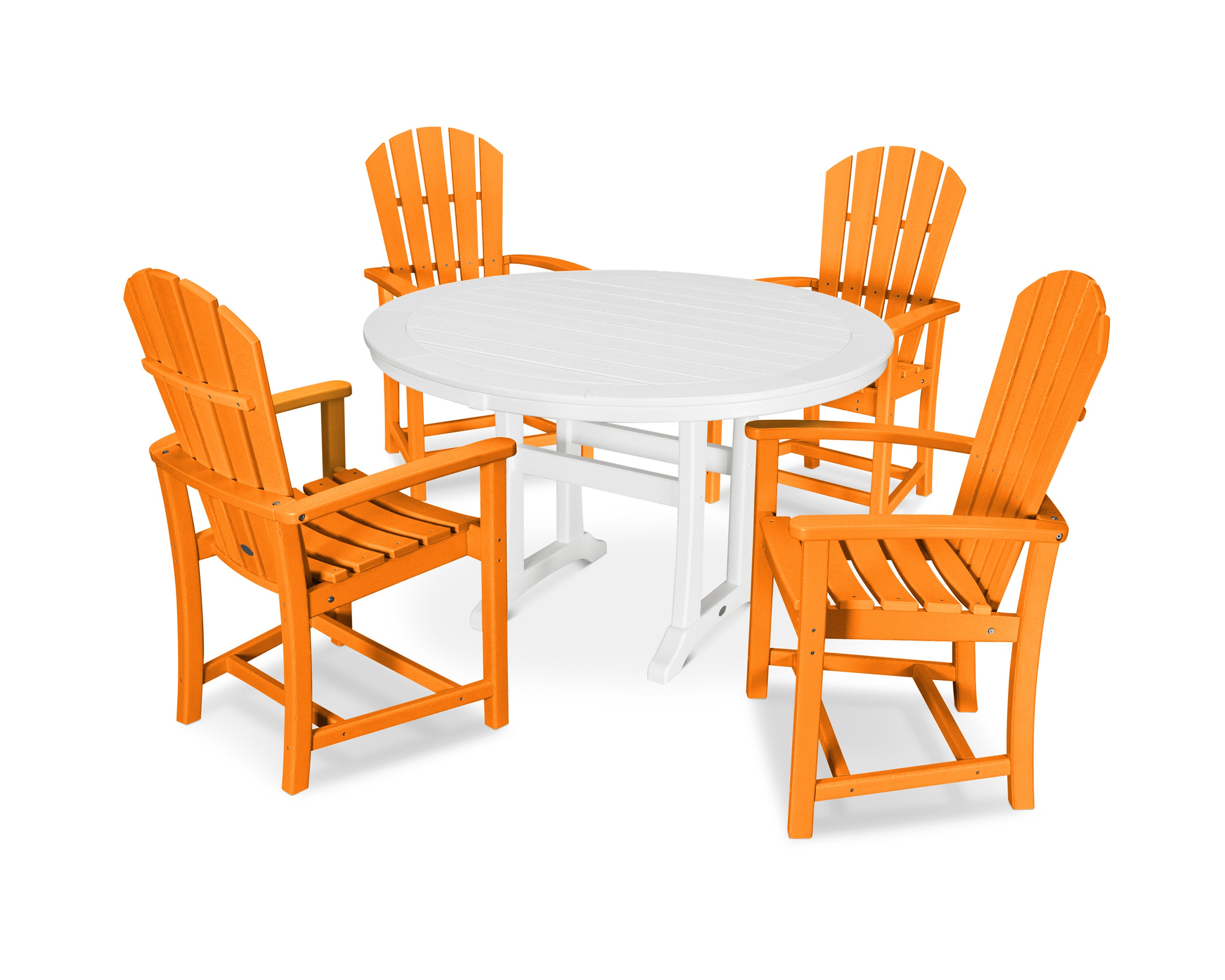 Palm Coast 5-Piece Round Dining Set in Tangerine / White
