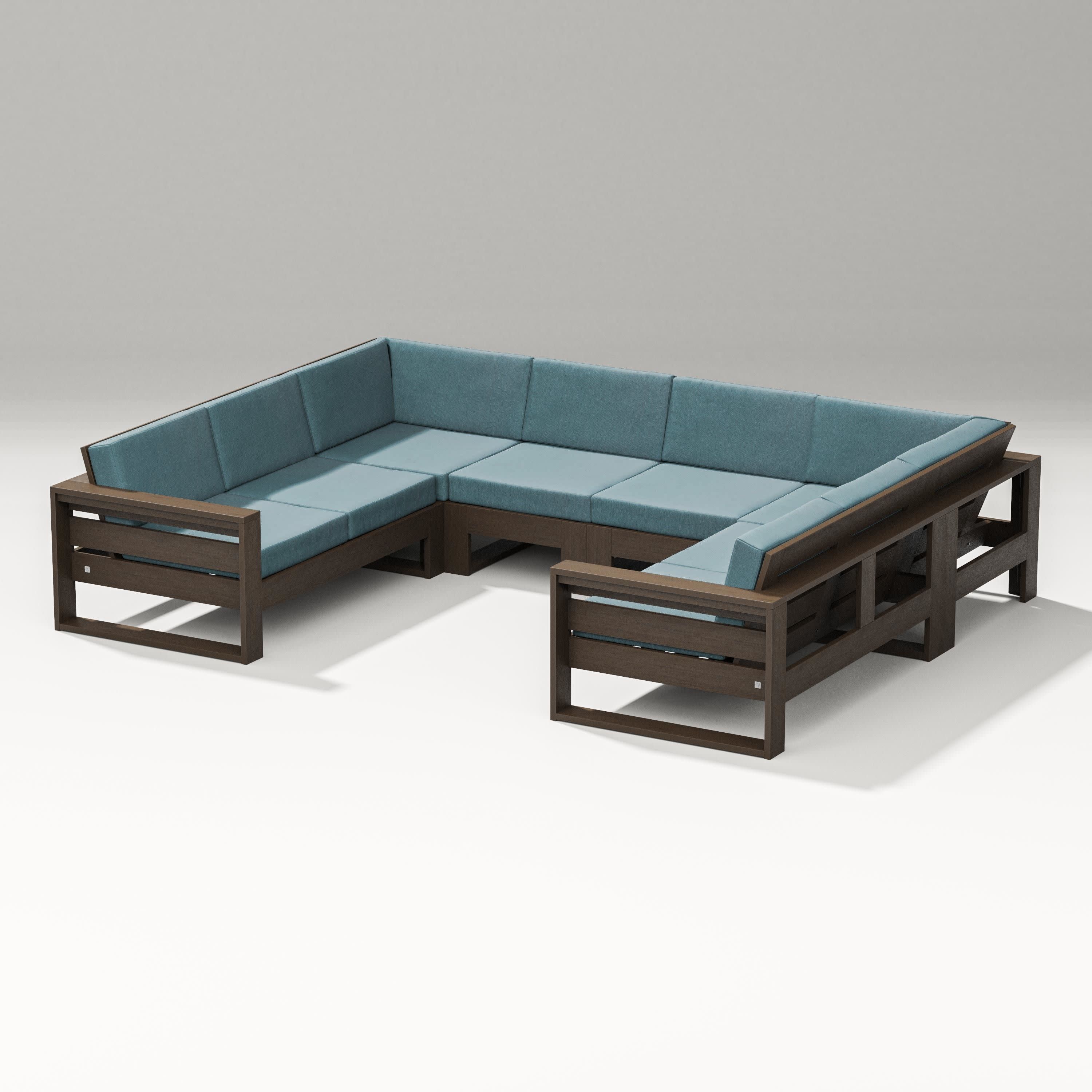 Latitude U-Shaped Sectional in Kona / Ocean Teal