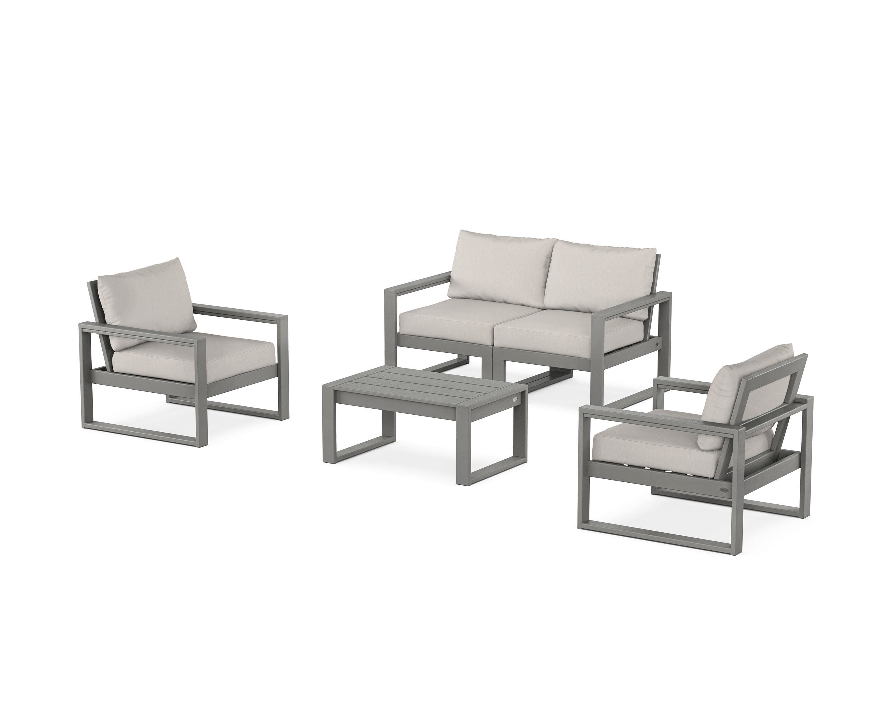 EDGE Sectional 4-Piece Deep Seating Set with Loveseat in Slate Grey / Cast Ash