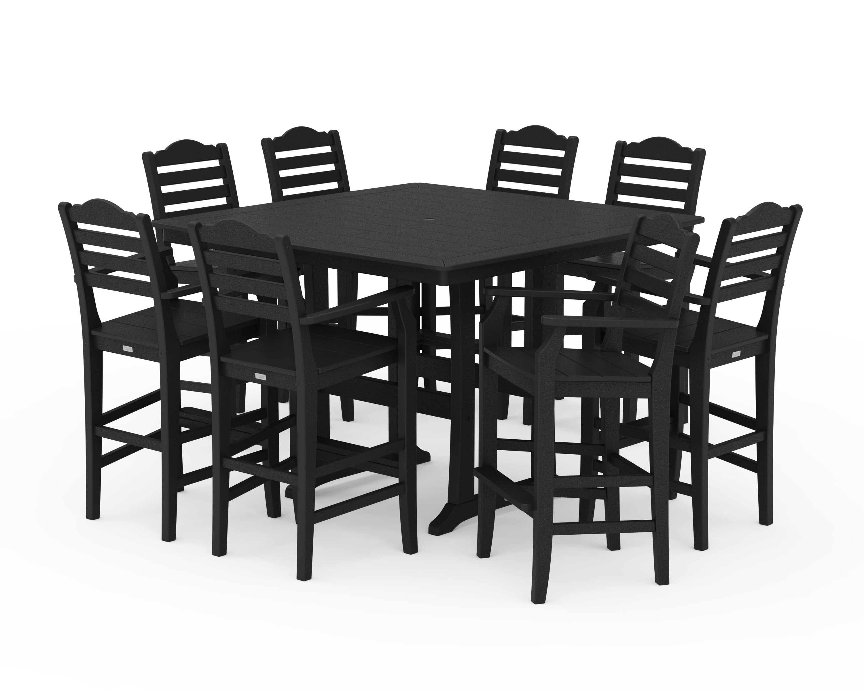 Savannah 9-Piece Square Bar Set with Trestle Legs in Black