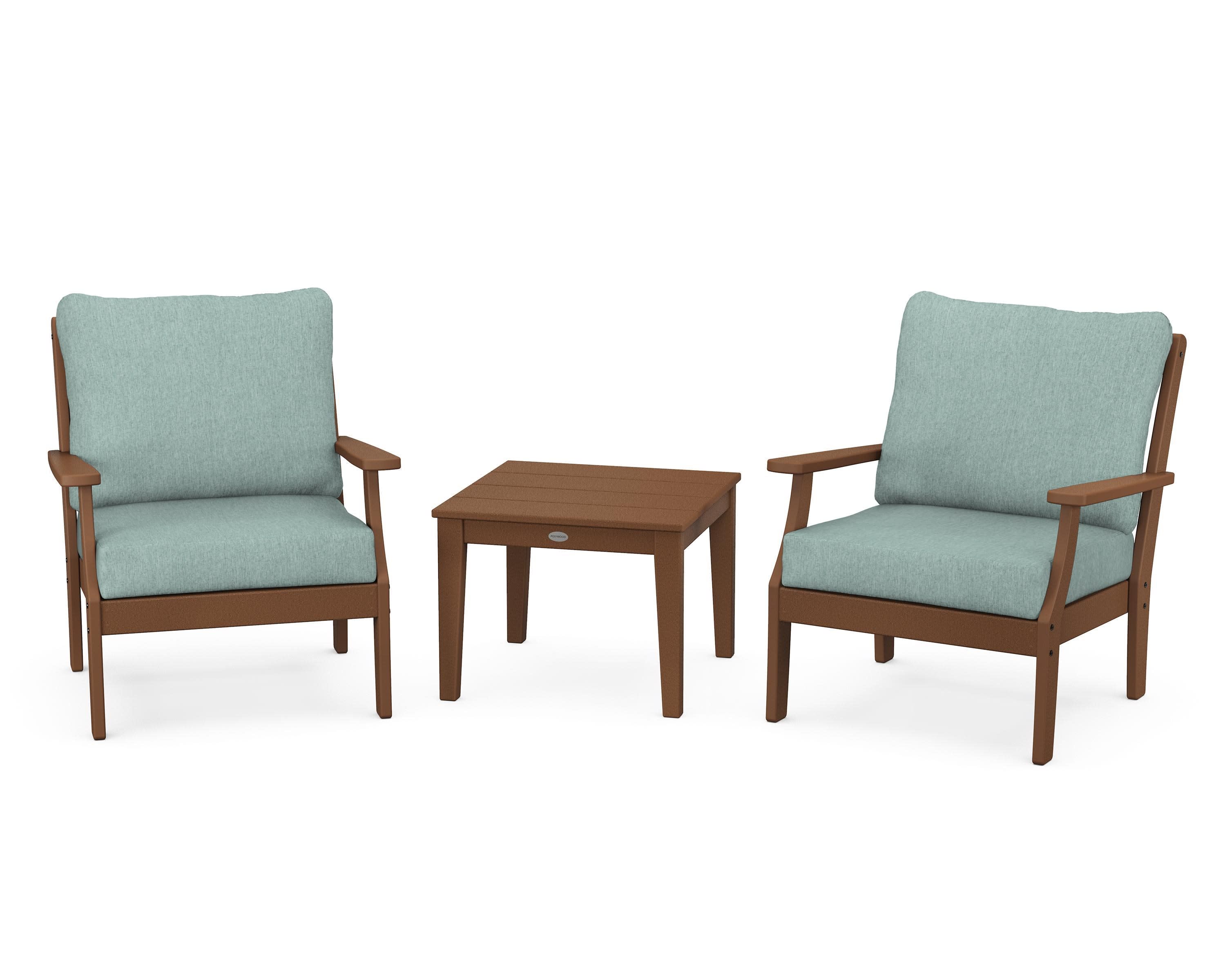 Braxton 3-Piece Deep Seating Set in Teak / Glacier Spa