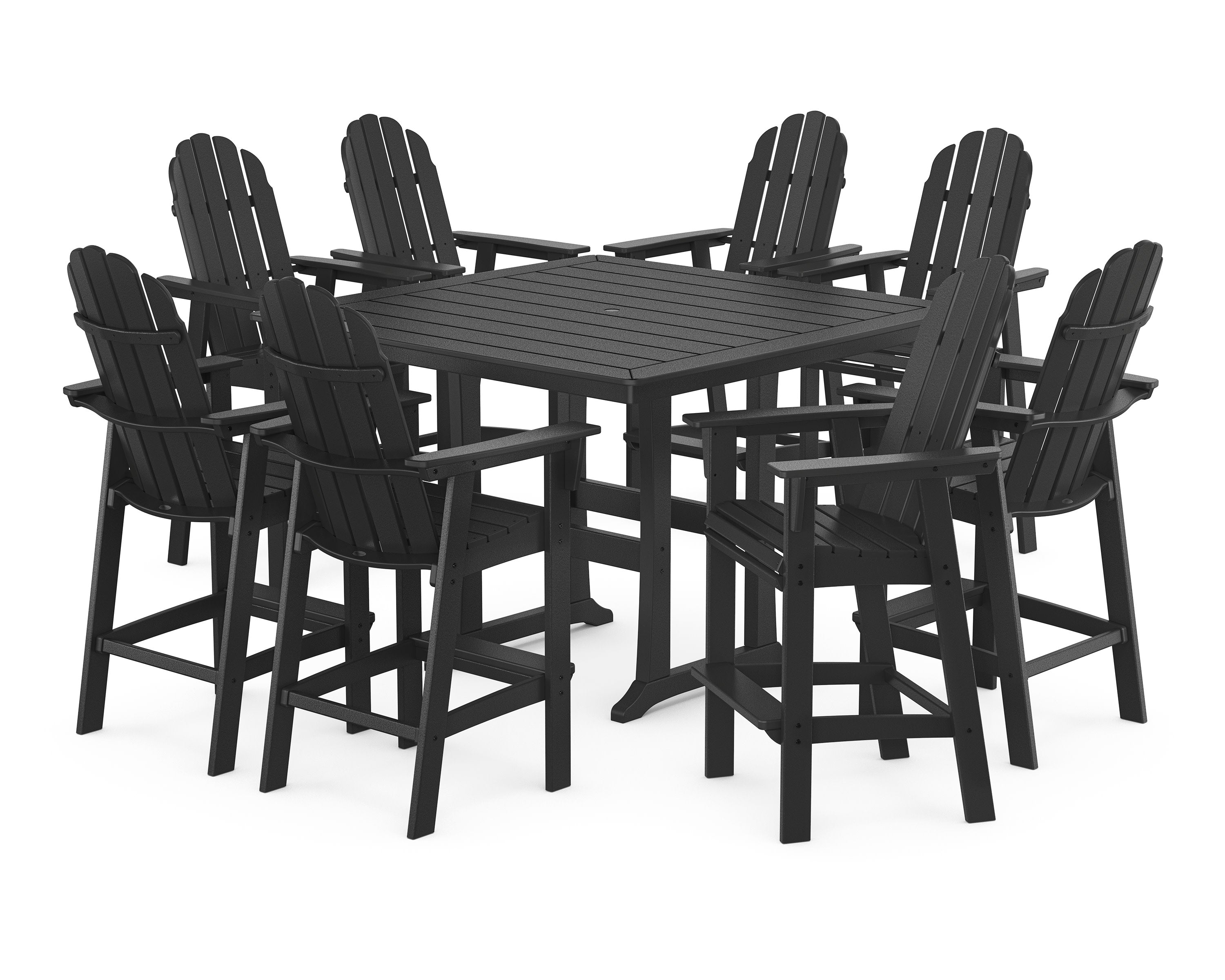 Vineyard Curveback Adirondack 9-Piece Trestle Bar Set in Black