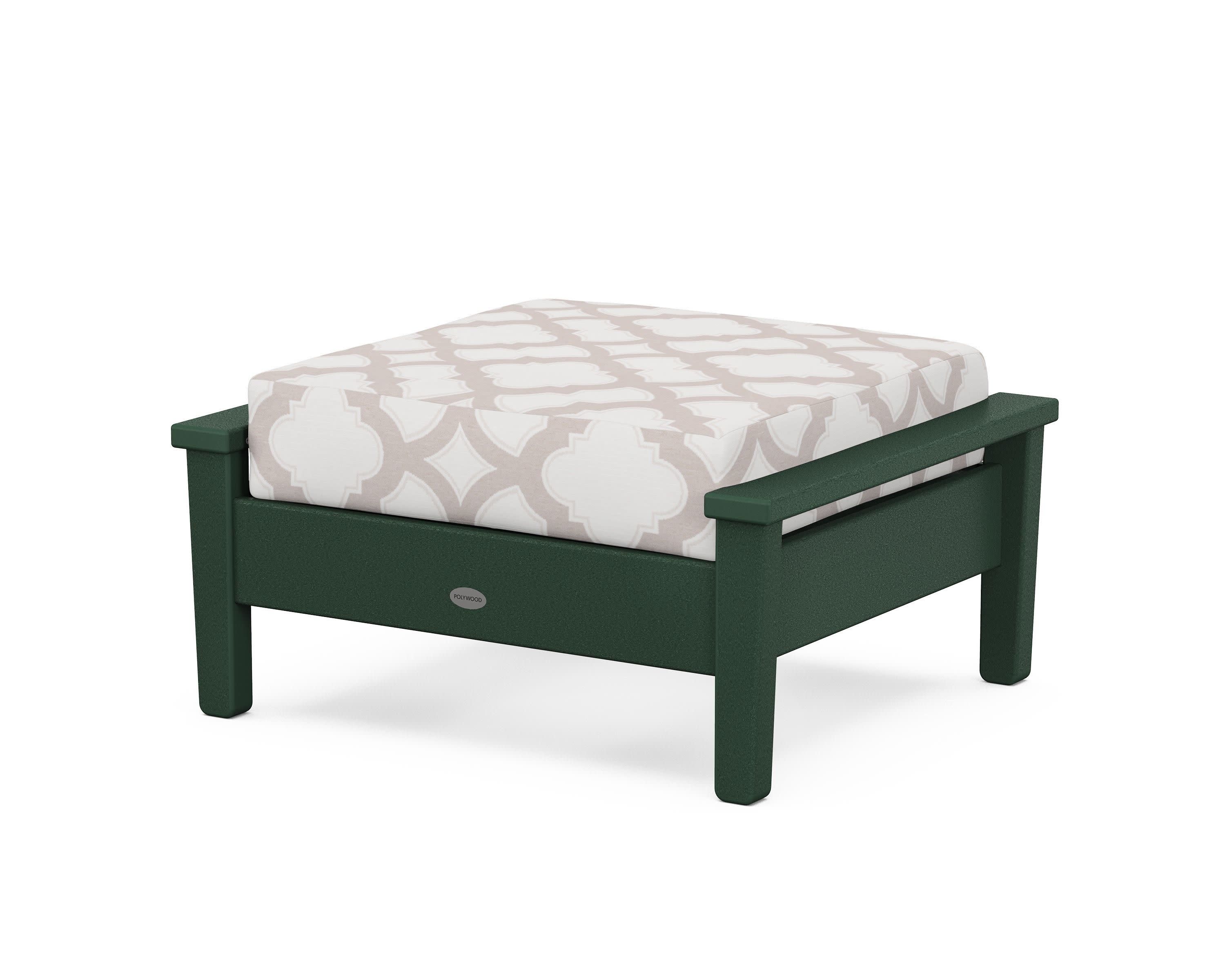 Prescott Deep Seating Ottoman in Green / Trellis Dune Burlap