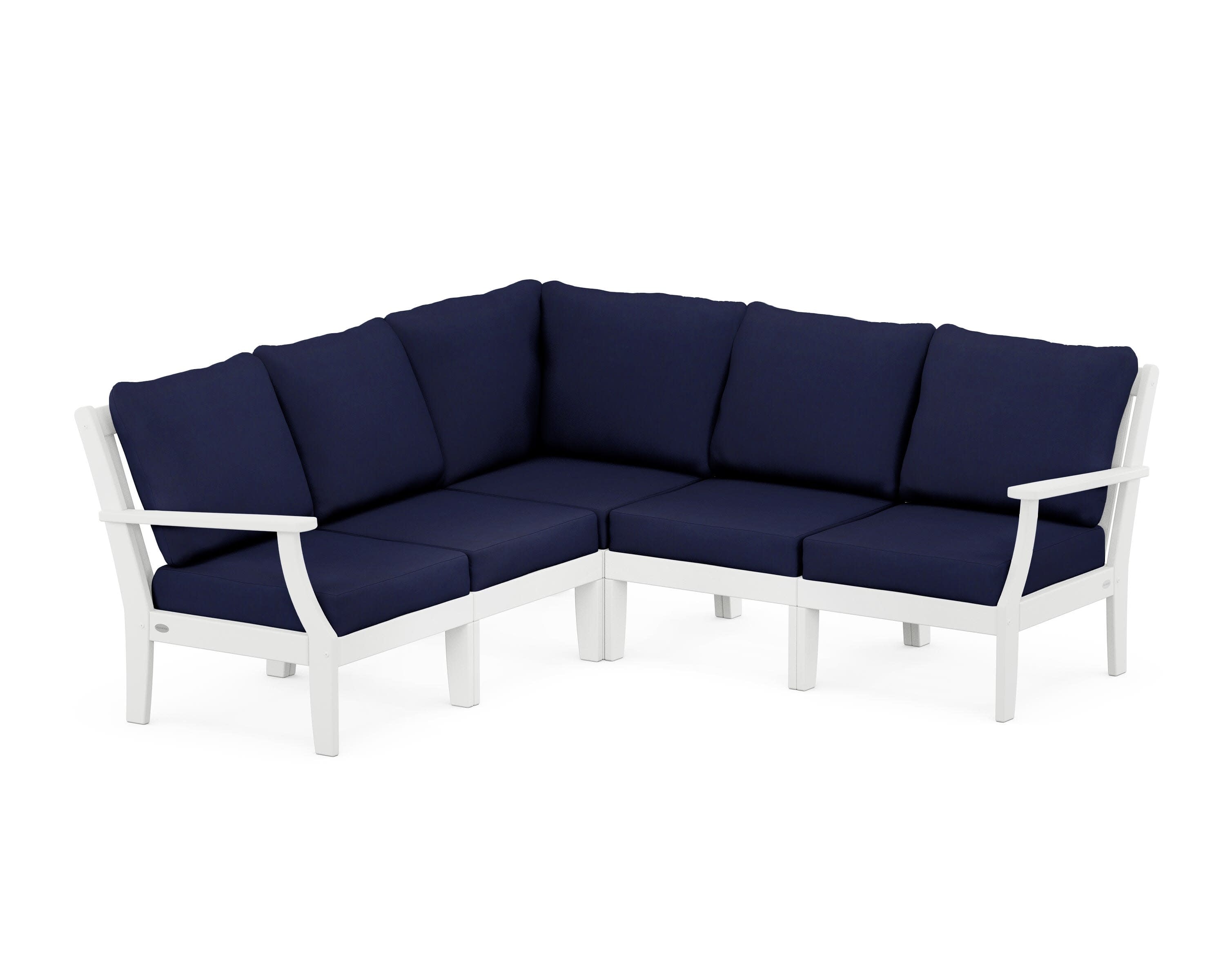 Braxton Modular 5-Piece Deep Seating Set in White / Navy
