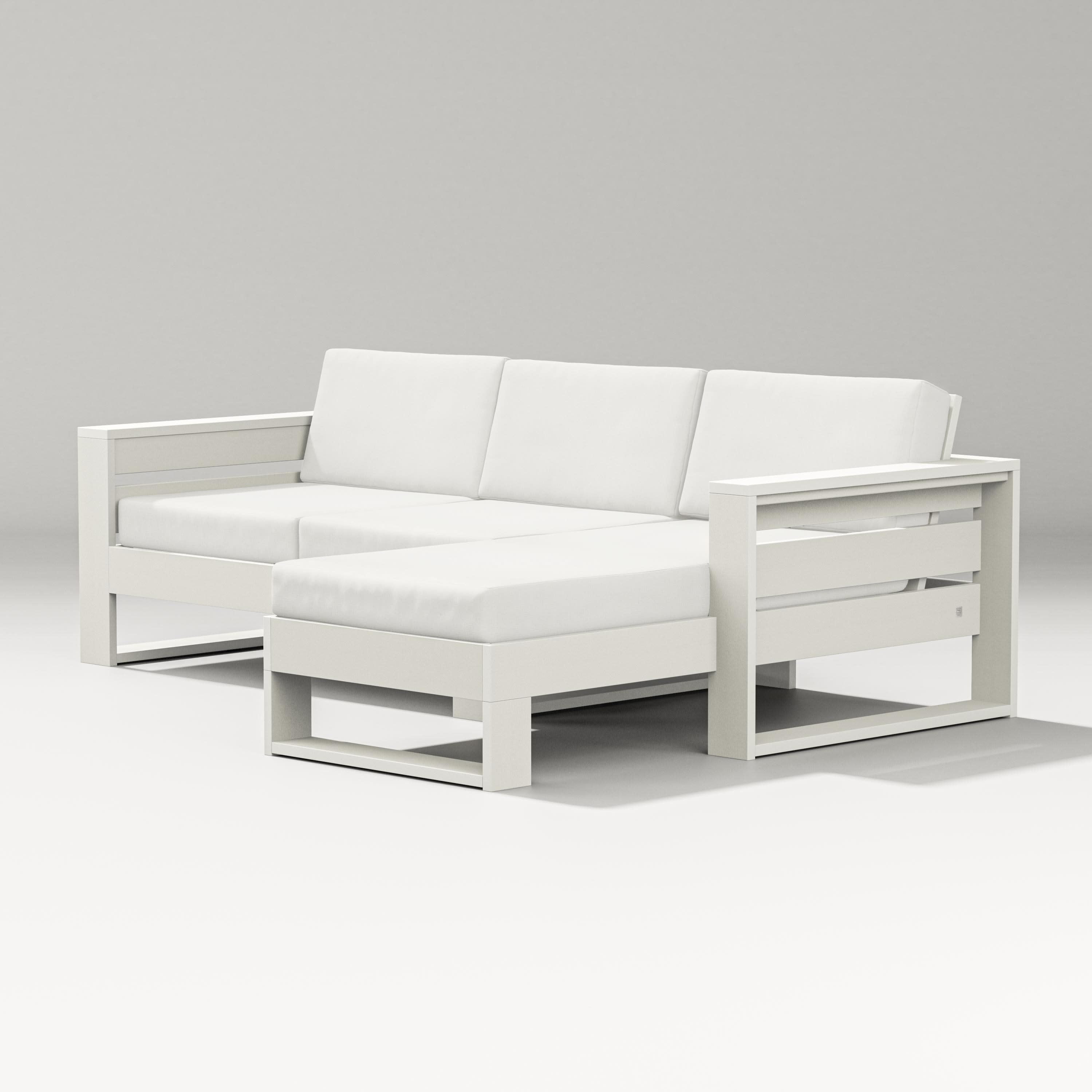 Latitude Right Chaise Sectional in Vintage White / Natural Linen