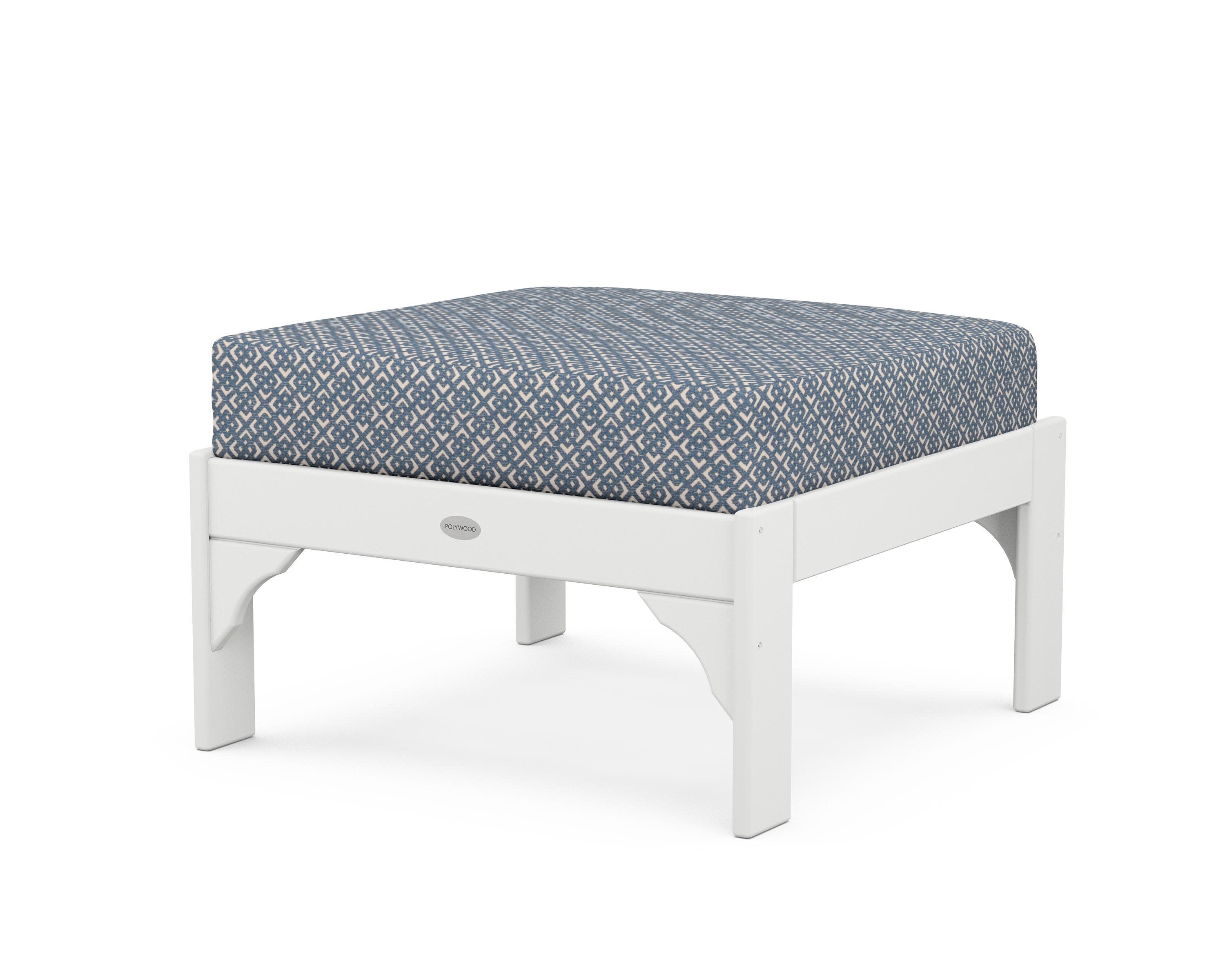 Vineyard Deep Seating Ottoman in White / Hopscotch