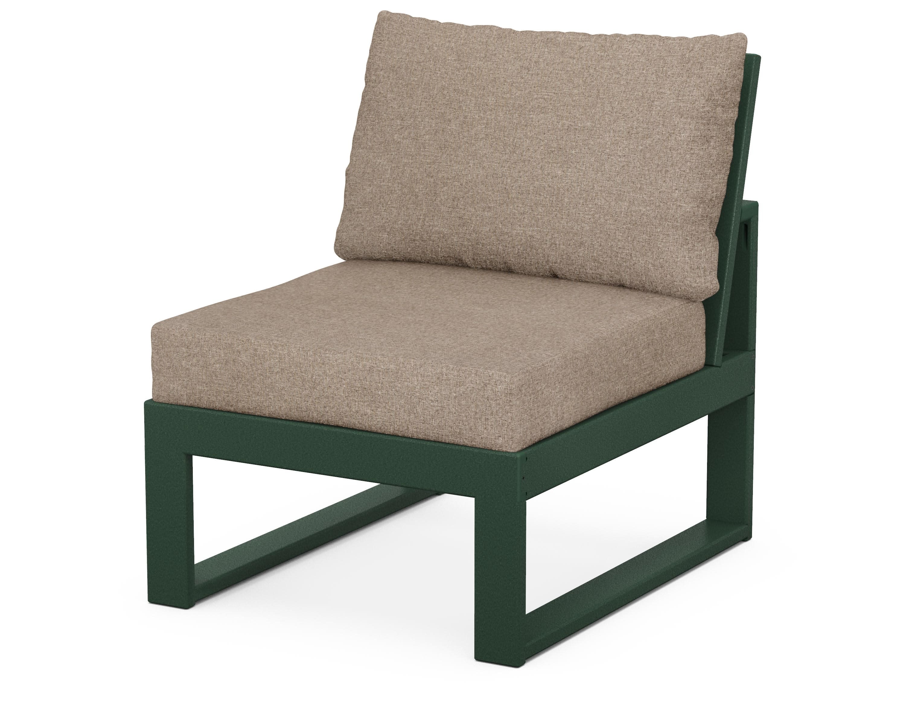 Modular Armless Chair in Green / Spiced Burlap