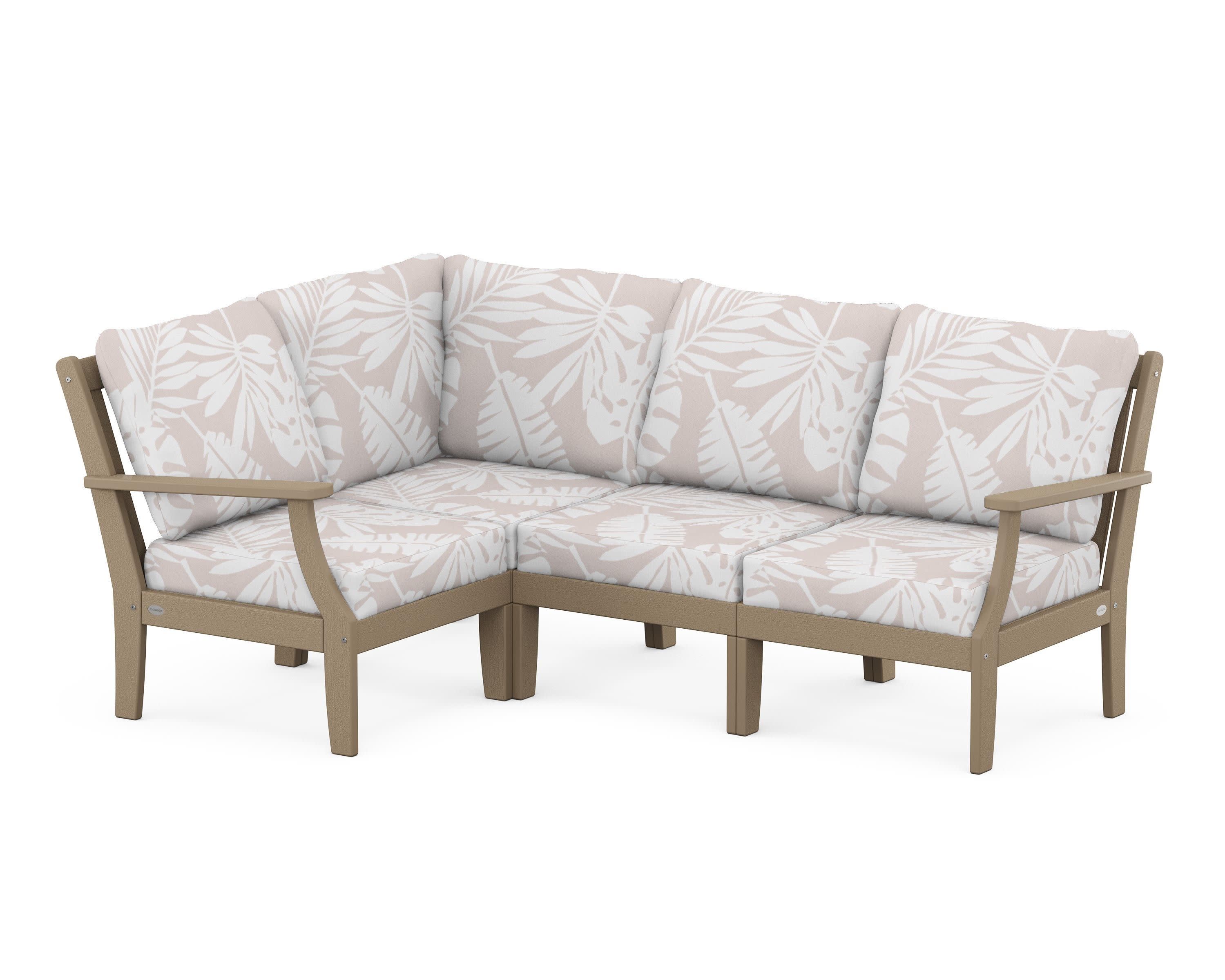 Braxton Modular 4-Piece Deep Seating Set in Vintage Sahara / Leaf Dune Burlap