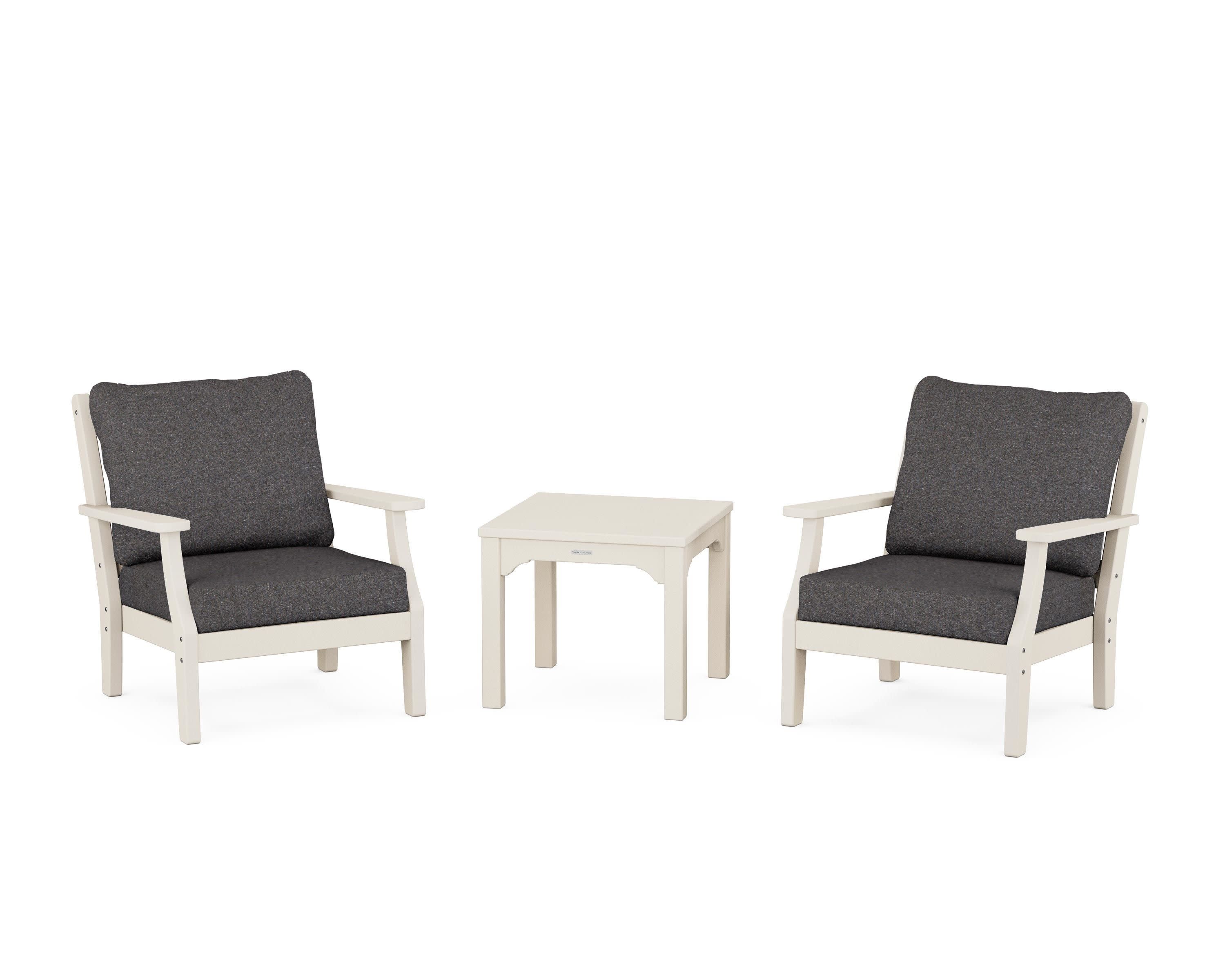 Chinoiserie 3-Piece Deep Seating Set in Sand / Ash Charcoal