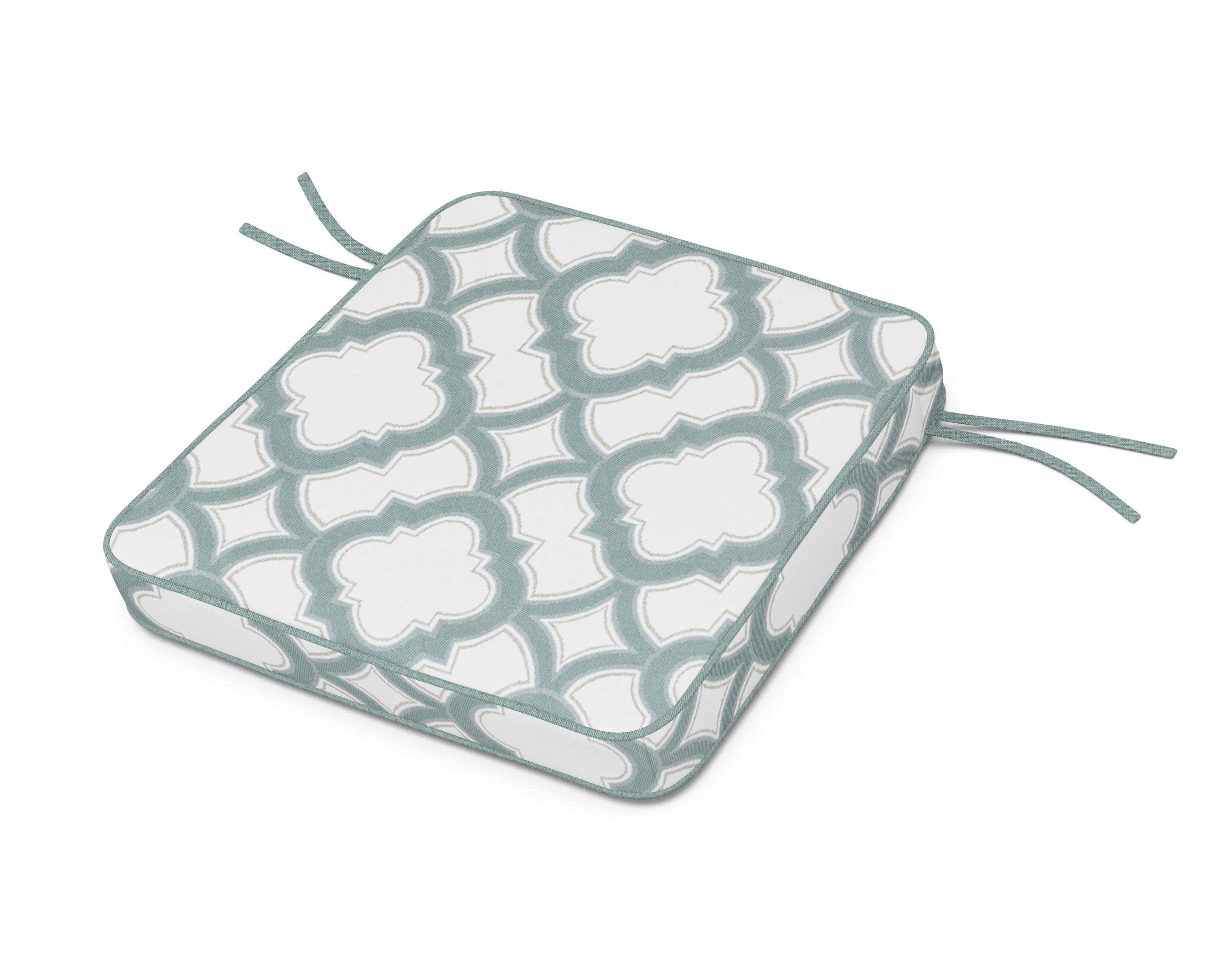 Acadia Dining Arm Seat Cushion in Trellis Glacier Spa
