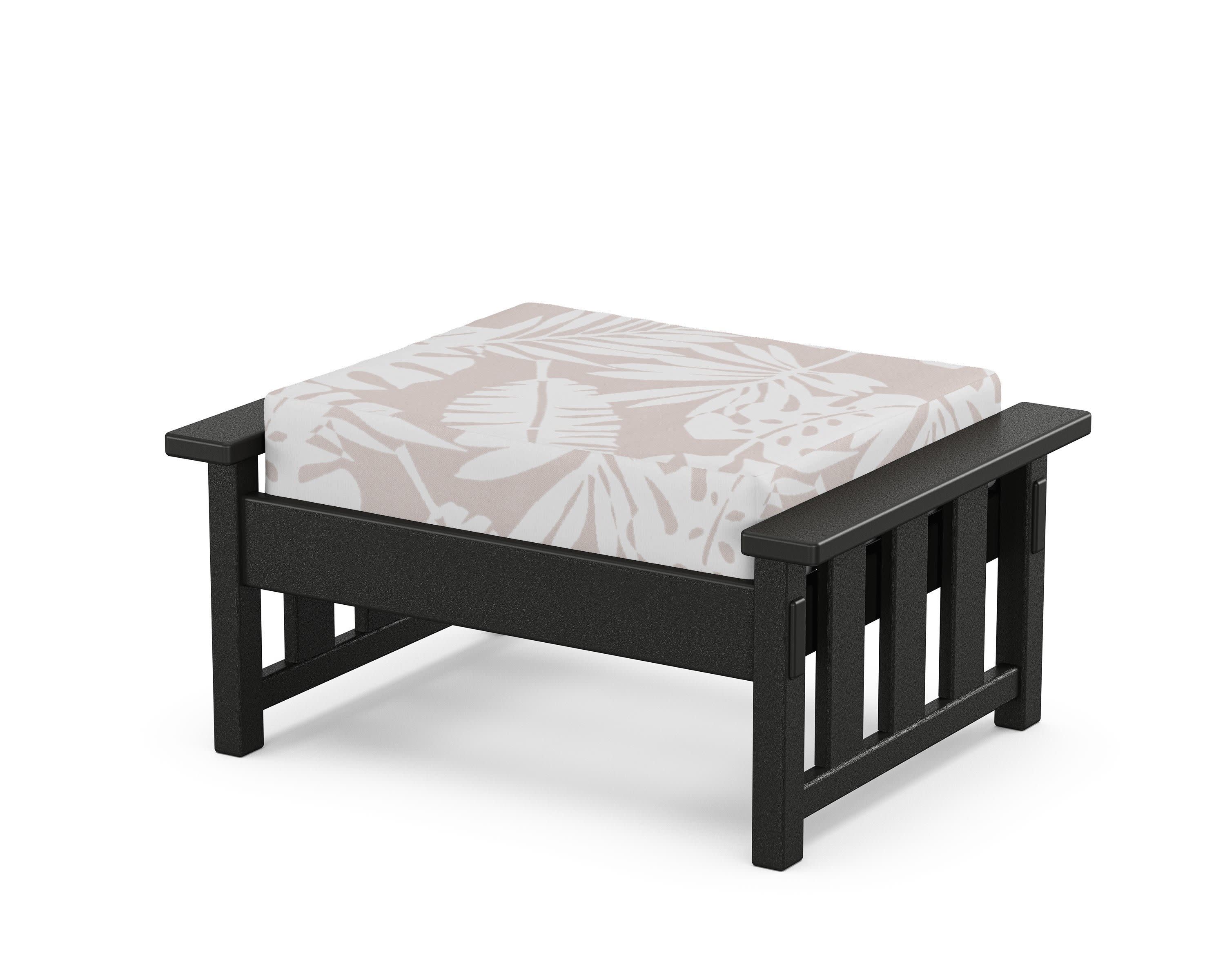 Acadia Deep Seating Ottoman in Black / Leaf Dune Burlap