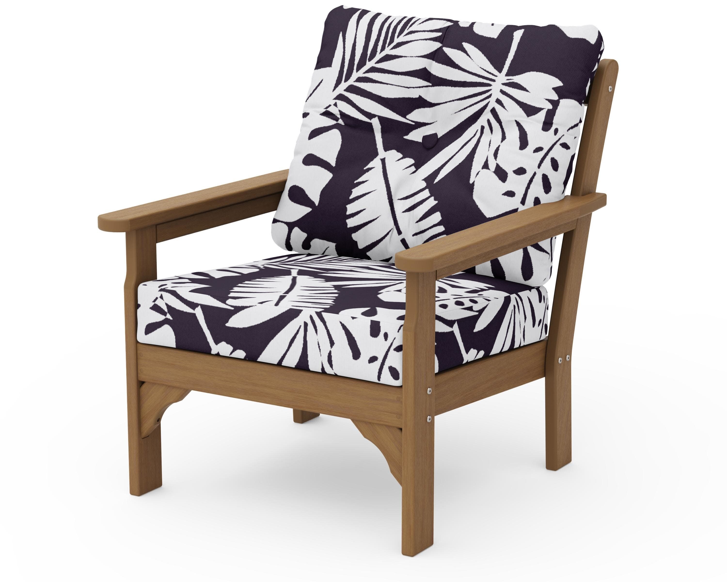 Vineyard Deep Seating Chair in Natural / Leaf Navy