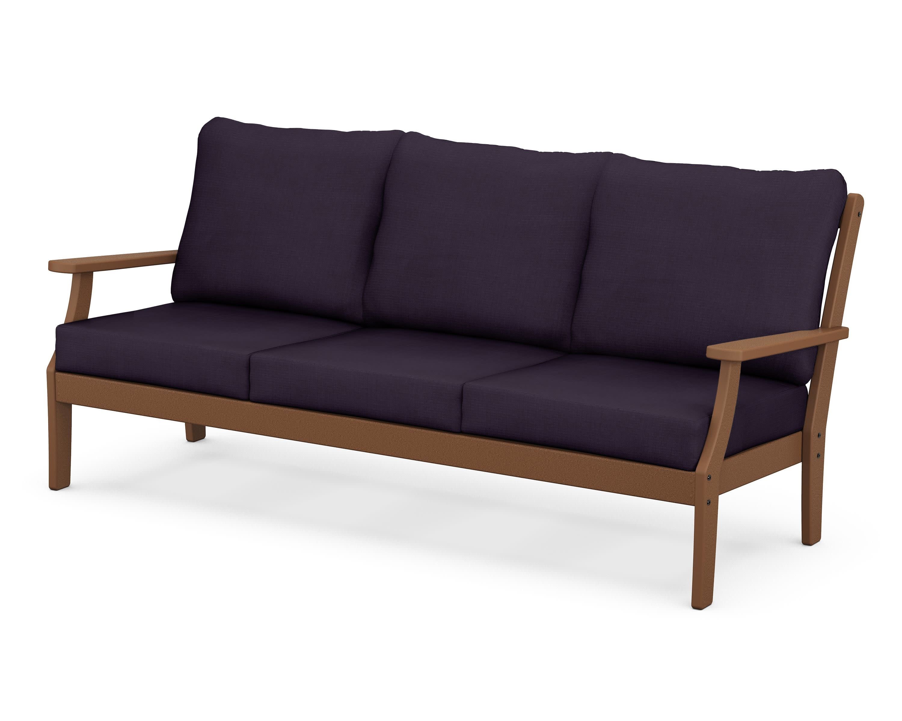 Braxton Deep Seating Sofa in Teak / Navy Linen