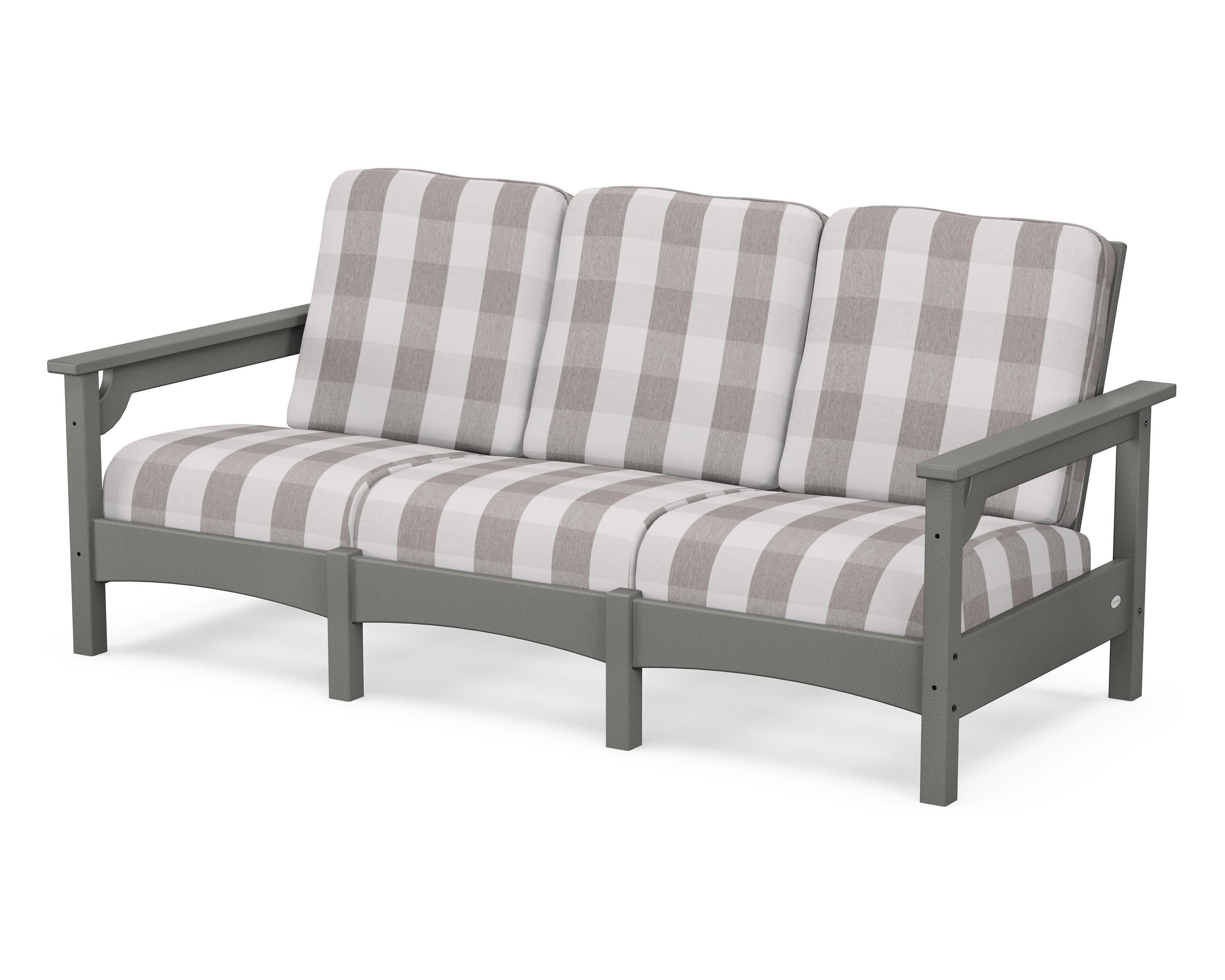 Club Sofa in Slate Grey / Buffalo Plaid Grey Mist