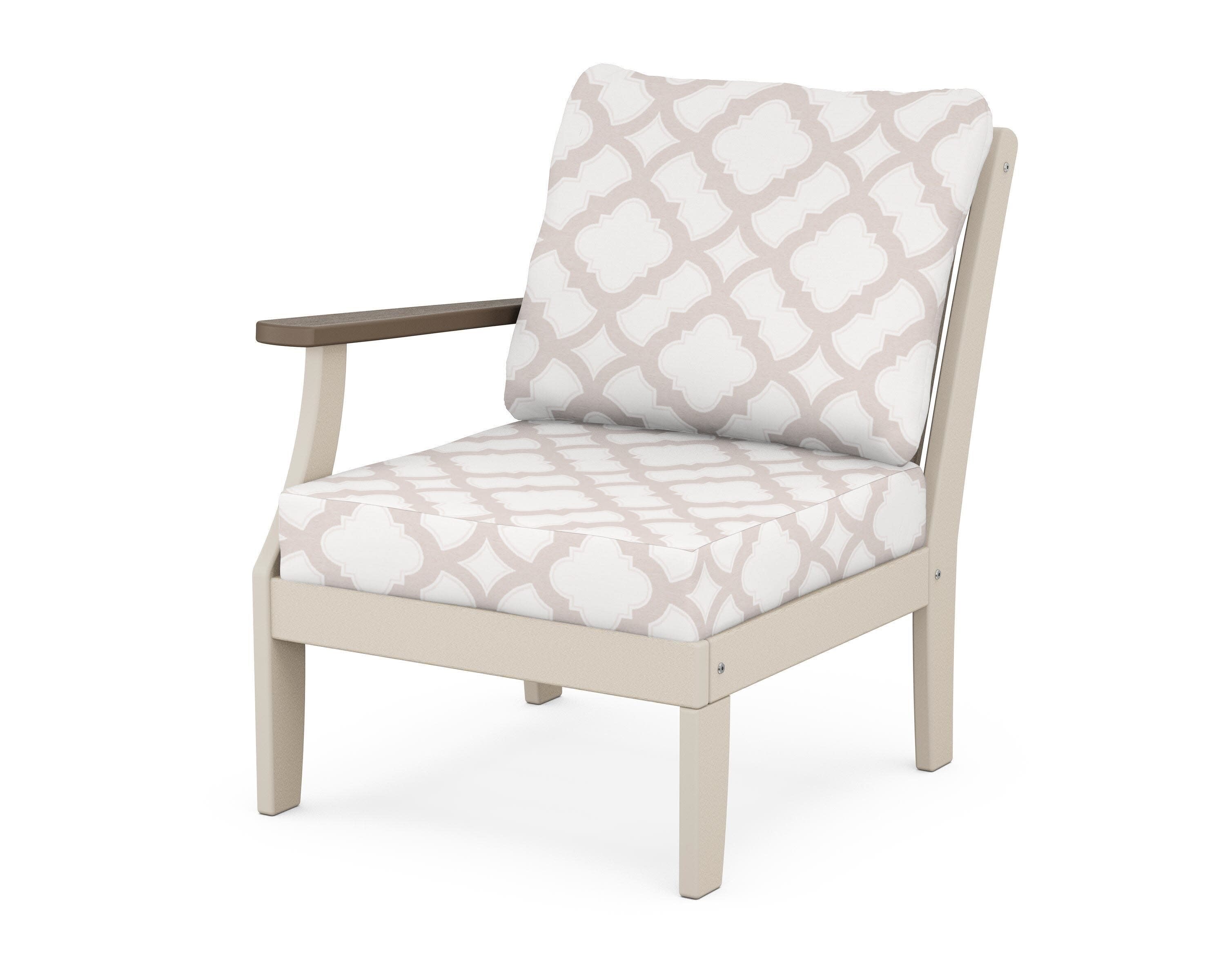 Braxton Modular Left Arm Chair in Sand / Kona / Trellis Dune Burlap